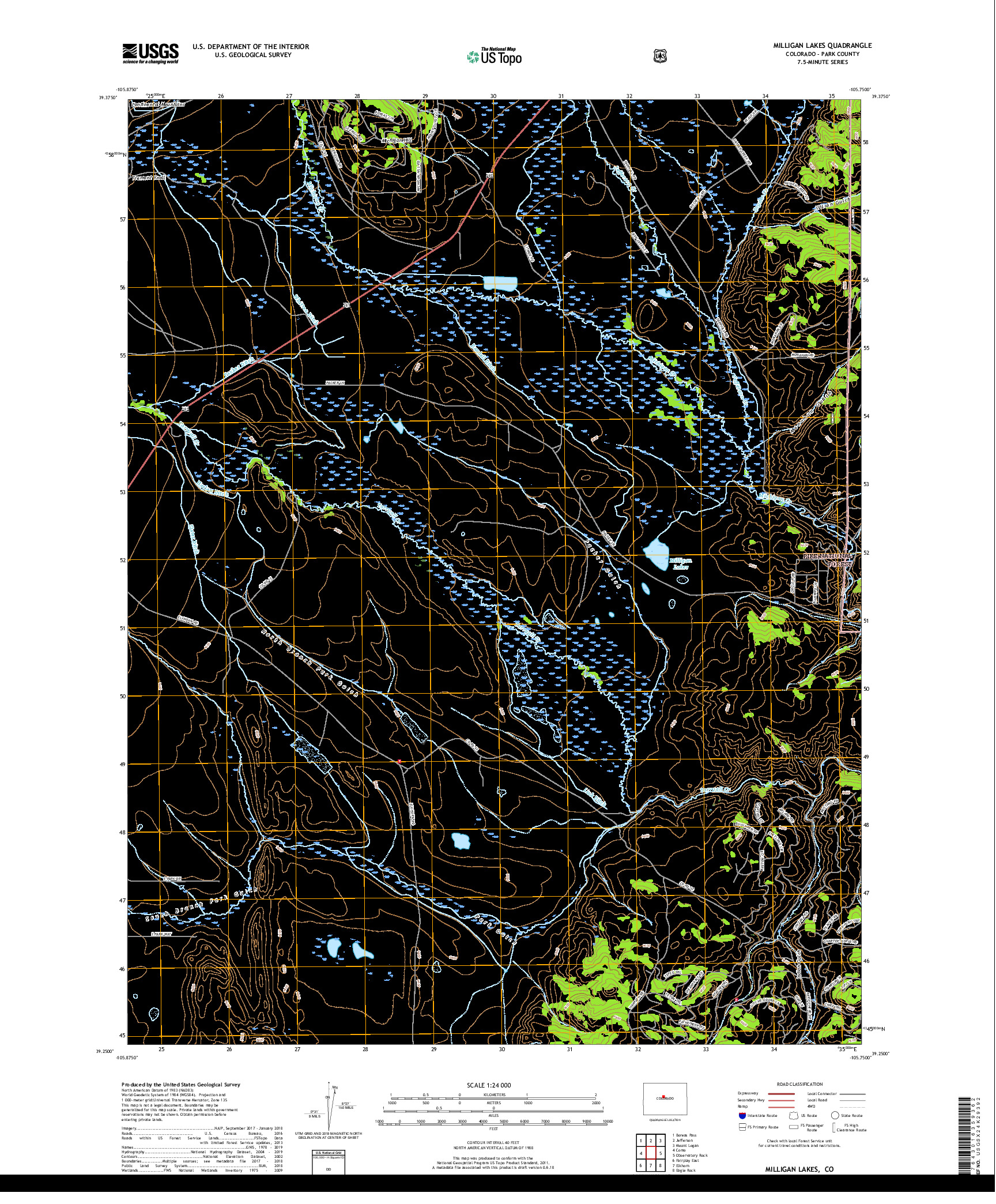 USGS US TOPO 7.5-MINUTE MAP FOR MILLIGAN LAKES, CO 2019
