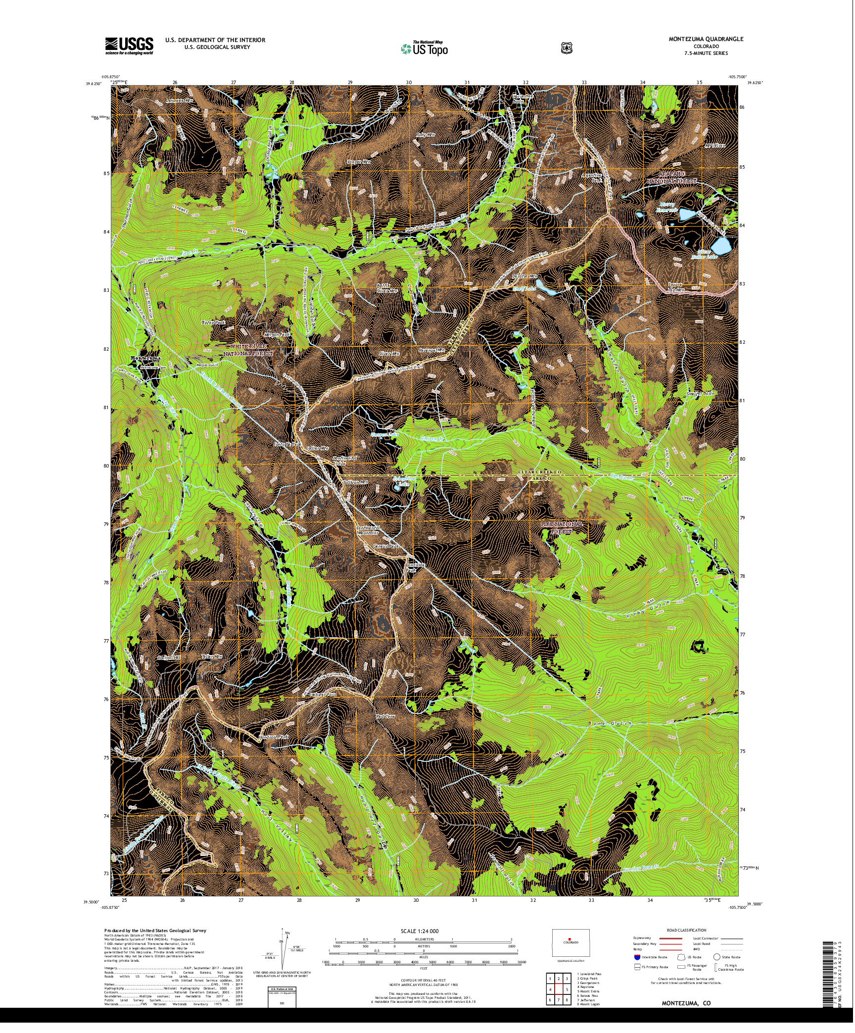 USGS US TOPO 7.5-MINUTE MAP FOR MONTEZUMA, CO 2019