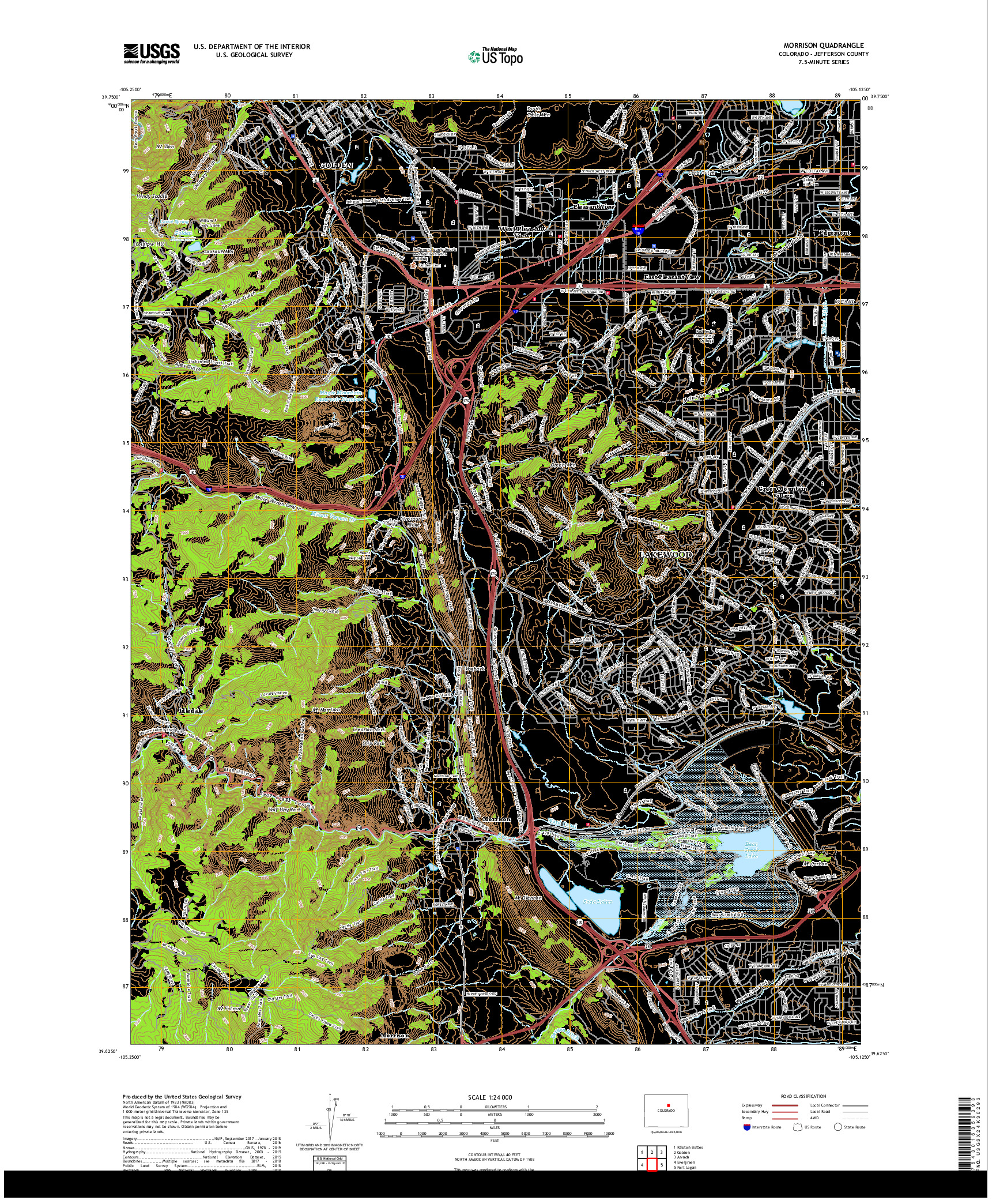 USGS US TOPO 7.5-MINUTE MAP FOR MORRISON, CO 2019