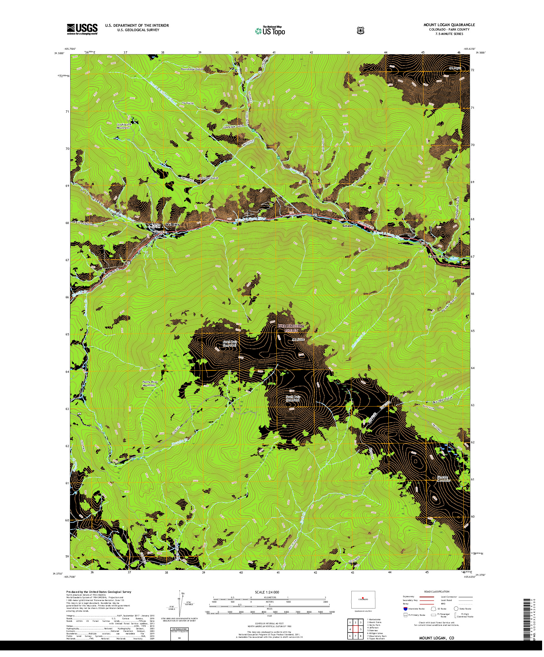 USGS US TOPO 7.5-MINUTE MAP FOR MOUNT LOGAN, CO 2019