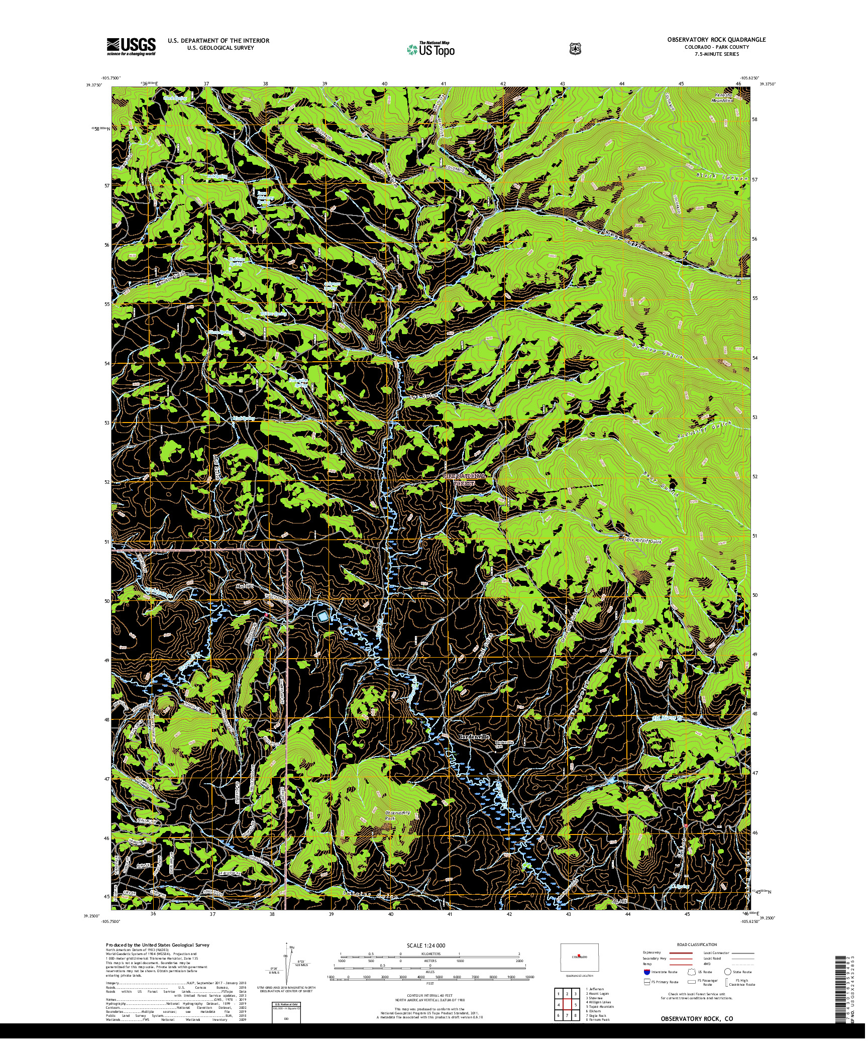 USGS US TOPO 7.5-MINUTE MAP FOR OBSERVATORY ROCK, CO 2019