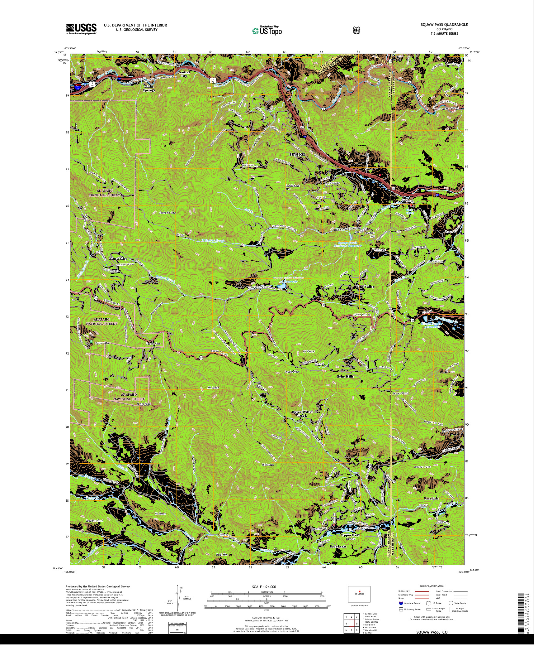 USGS US TOPO 7.5-MINUTE MAP FOR SQUAW PASS, CO 2019