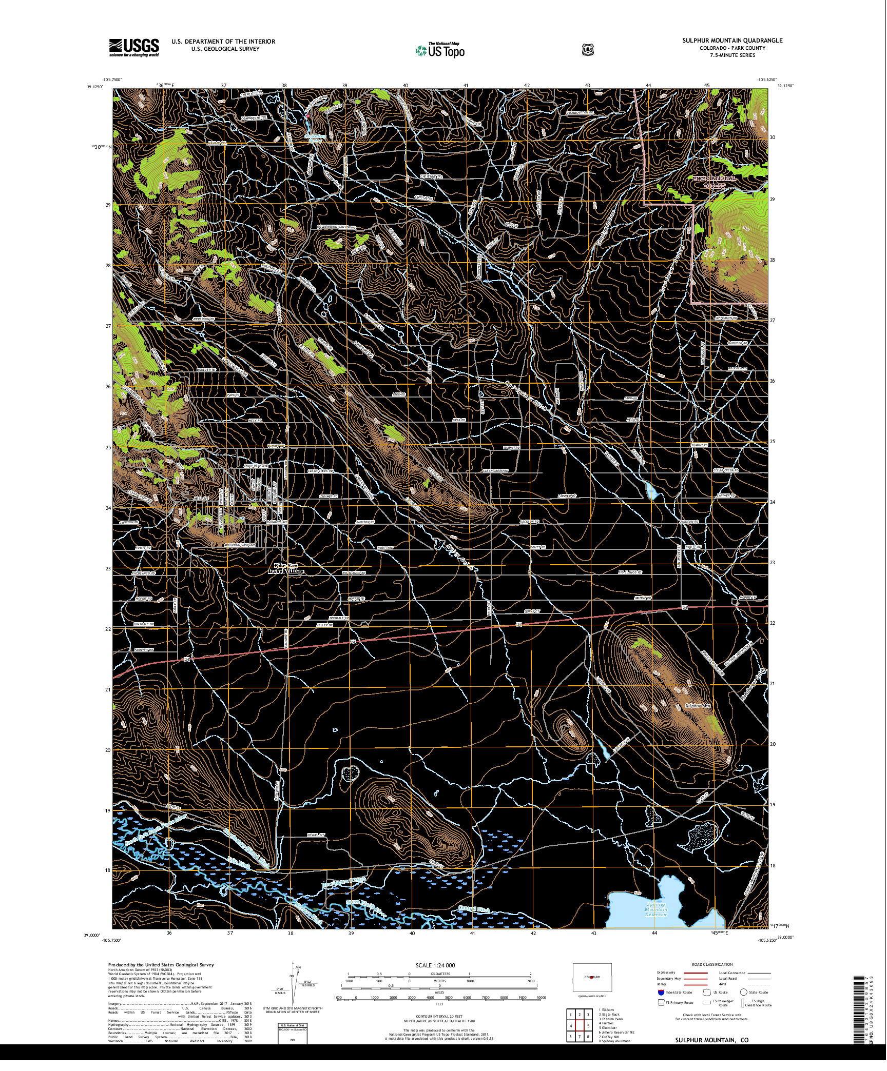 USGS US TOPO 7.5-MINUTE MAP FOR SULPHUR MOUNTAIN, CO 2019