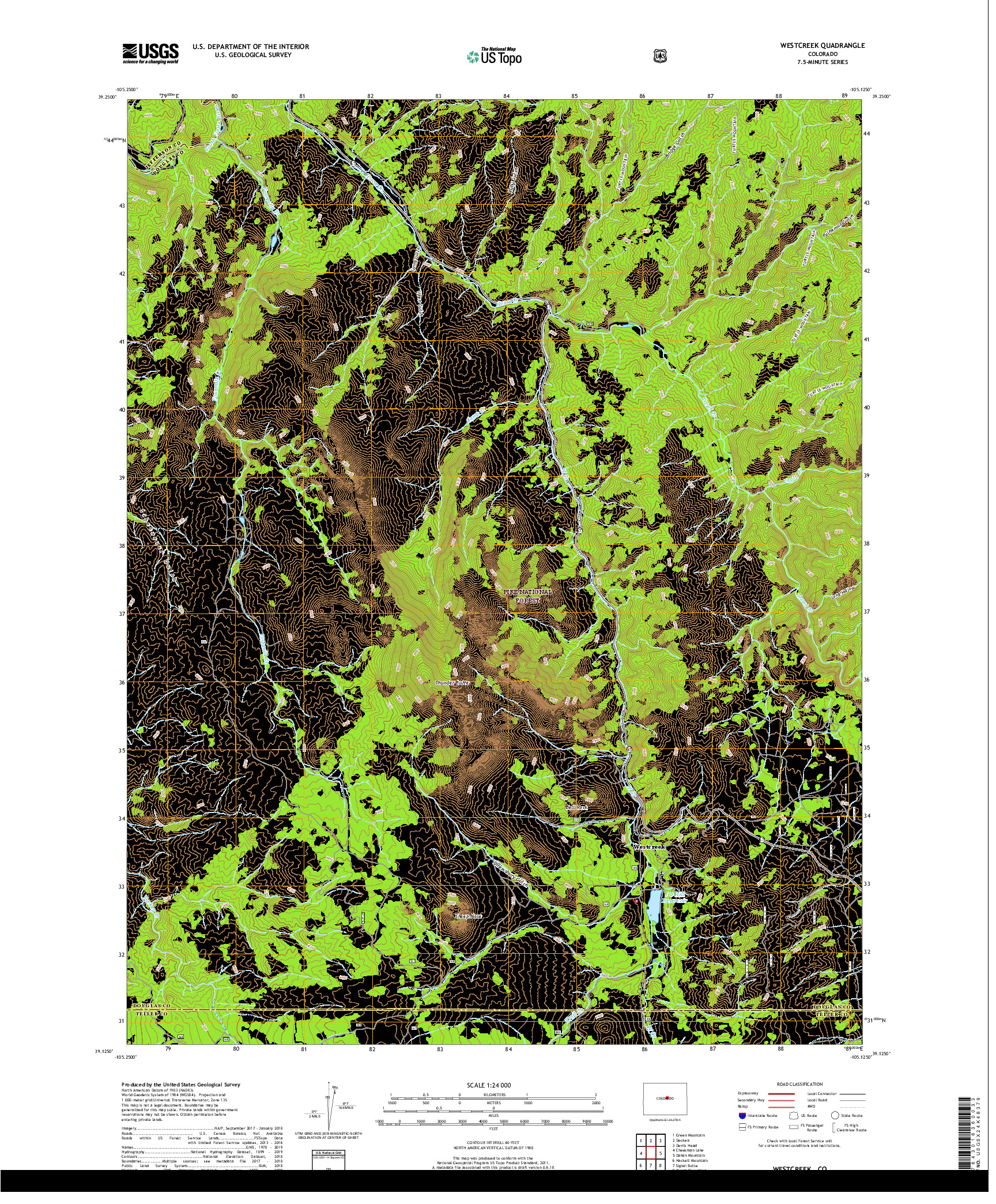 USGS US TOPO 7.5-MINUTE MAP FOR WESTCREEK, CO 2019