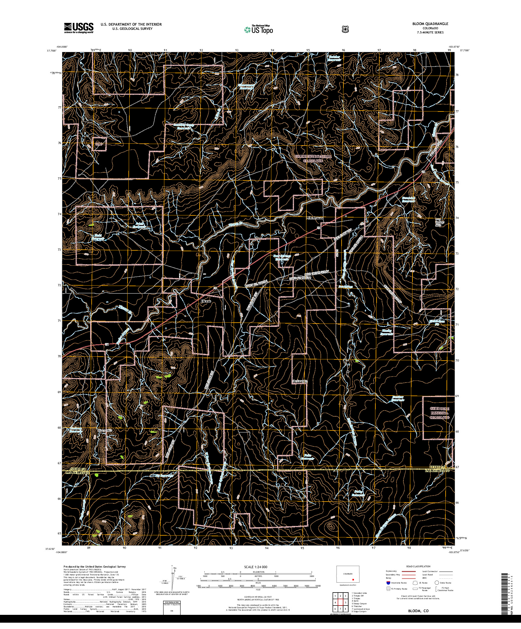 USGS US TOPO 7.5-MINUTE MAP FOR BLOOM, CO 2019