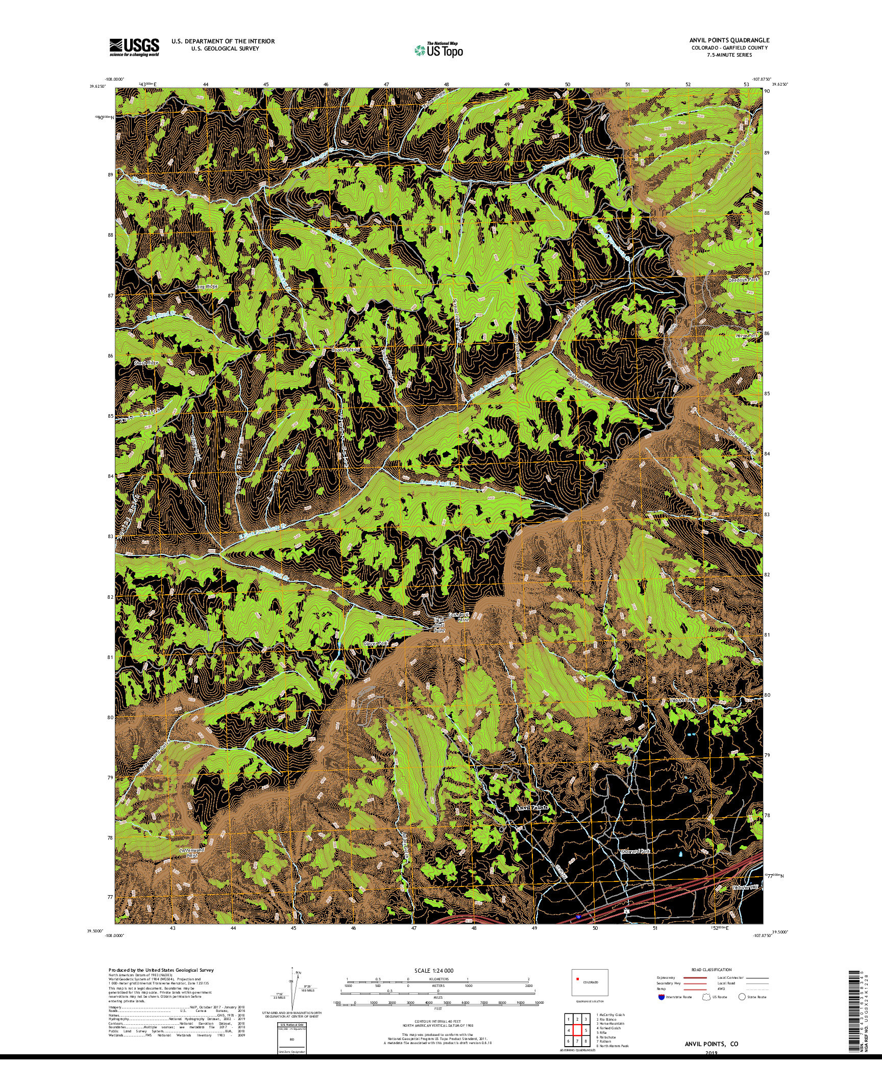 USGS US TOPO 7.5-MINUTE MAP FOR ANVIL POINTS, CO 2019