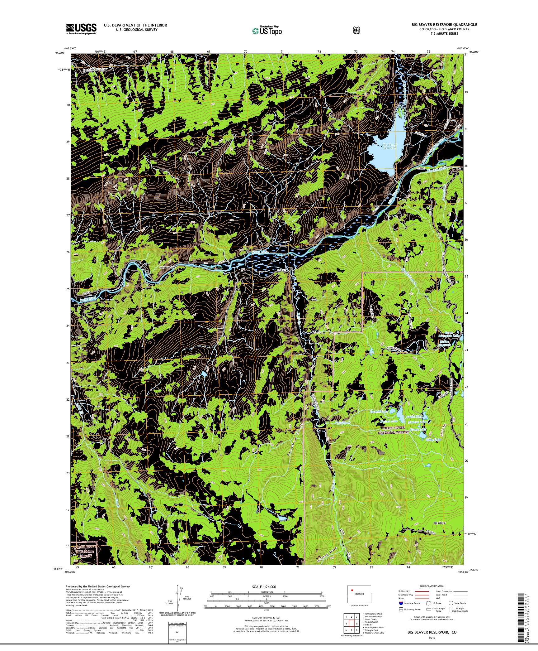 USGS US TOPO 7.5-MINUTE MAP FOR BIG BEAVER RESERVOIR, CO 2019