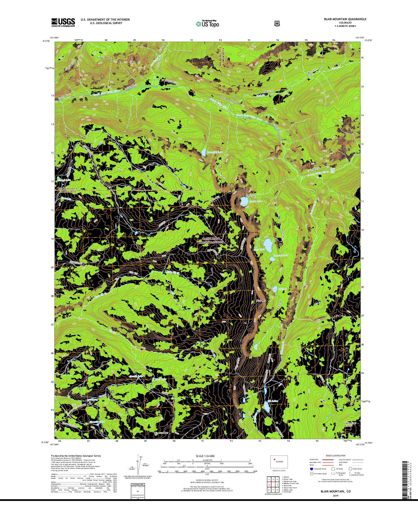USGS US TOPO 7.5-MINUTE MAP FOR BLAIR MOUNTAIN, CO 2019