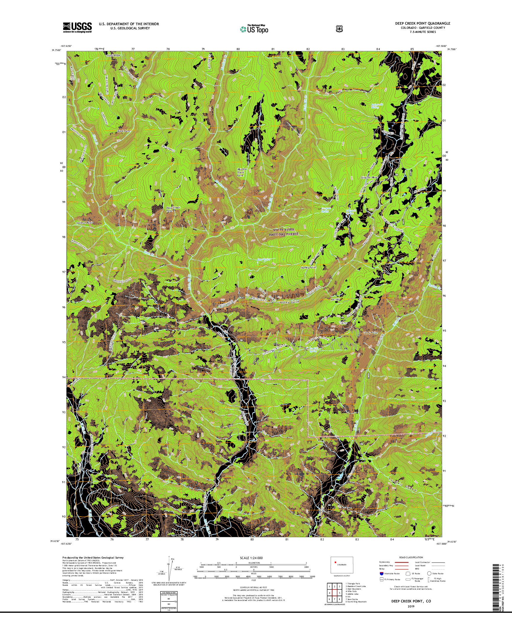 USGS US TOPO 7.5-MINUTE MAP FOR DEEP CREEK POINT, CO 2019