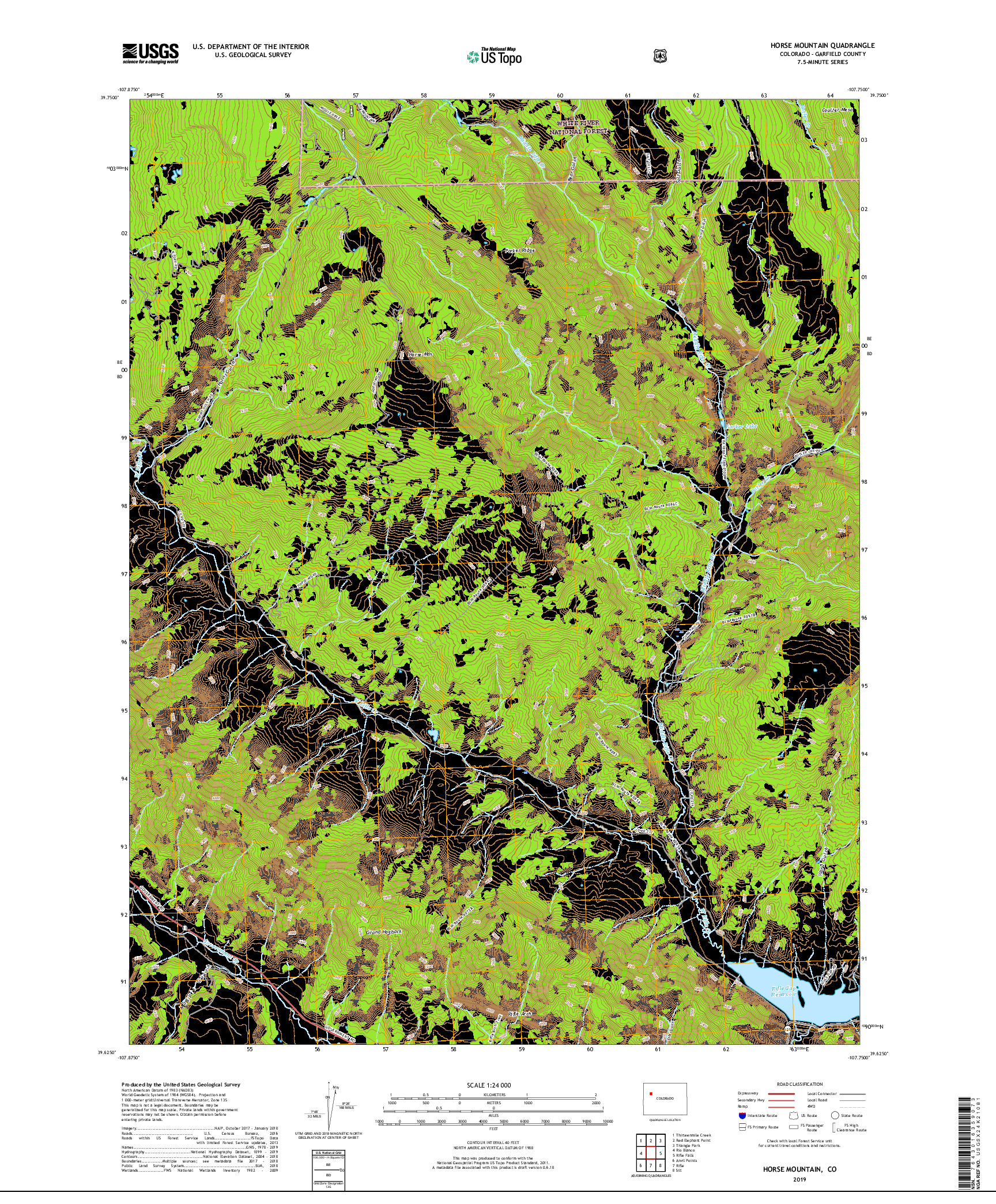 USGS US TOPO 7.5-MINUTE MAP FOR HORSE MOUNTAIN, CO 2019