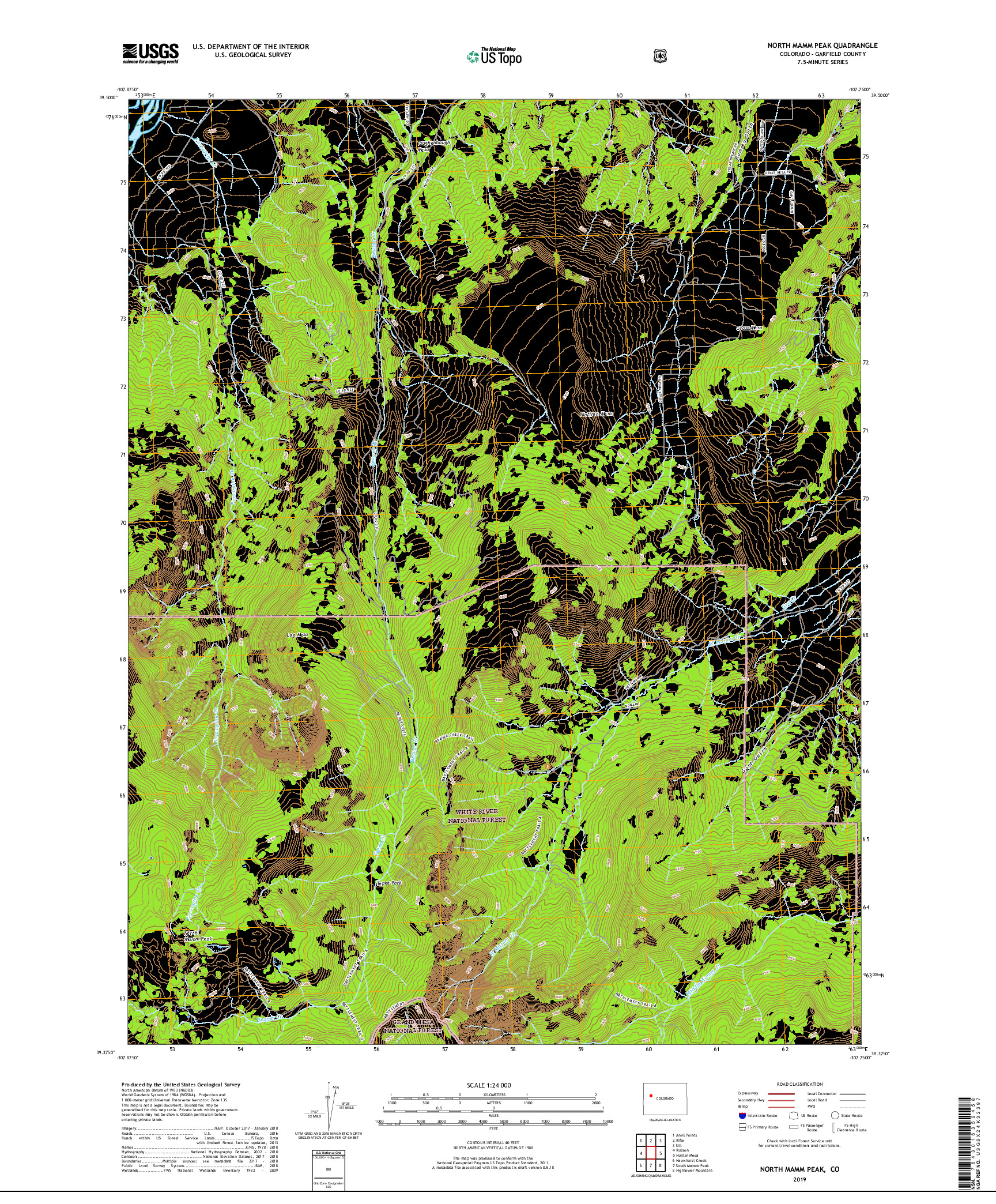 USGS US TOPO 7.5-MINUTE MAP FOR NORTH MAMM PEAK, CO 2019