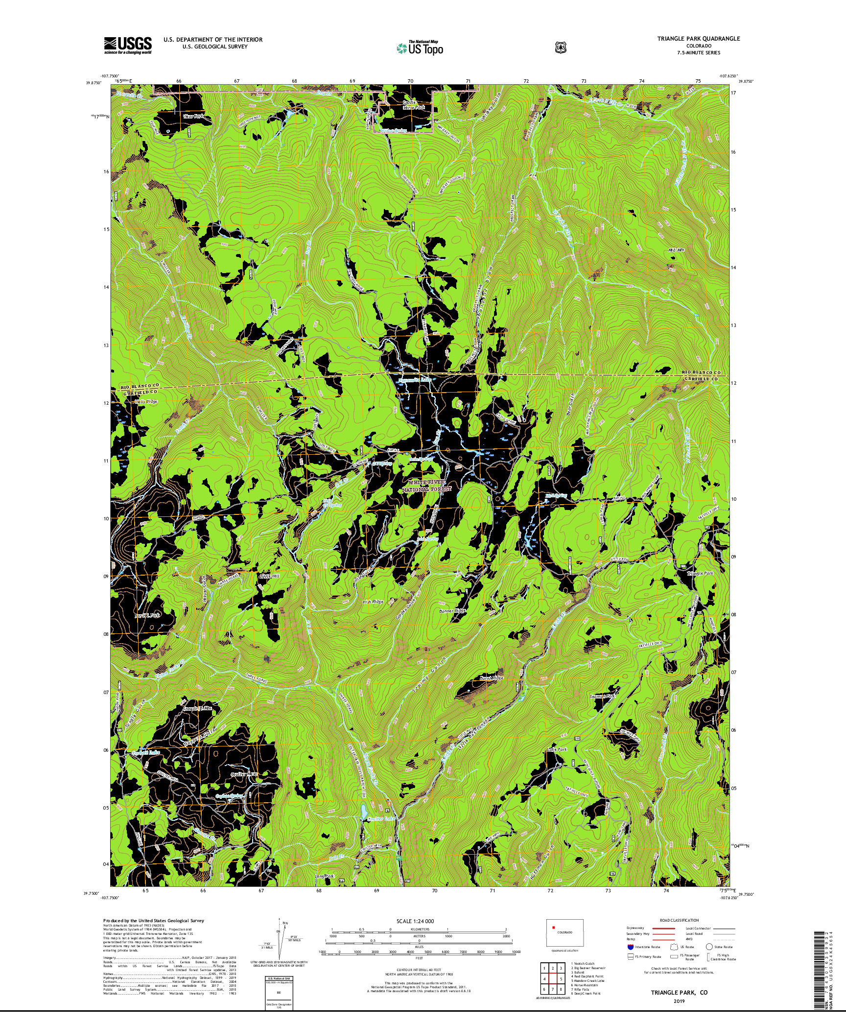 USGS US TOPO 7.5-MINUTE MAP FOR TRIANGLE PARK, CO 2019