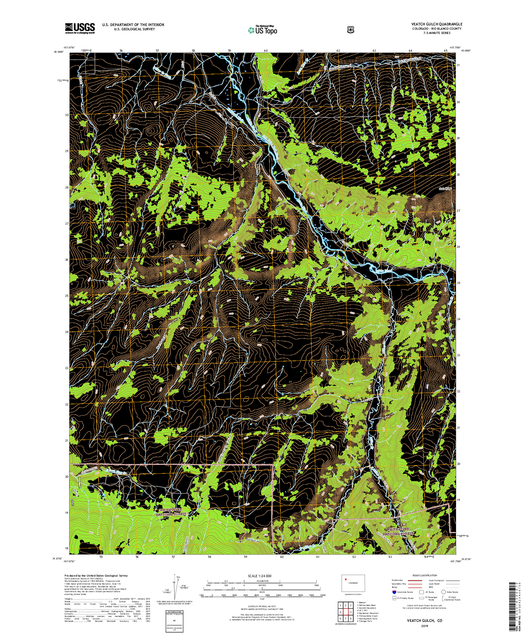 USGS US TOPO 7.5-MINUTE MAP FOR VEATCH GULCH, CO 2019