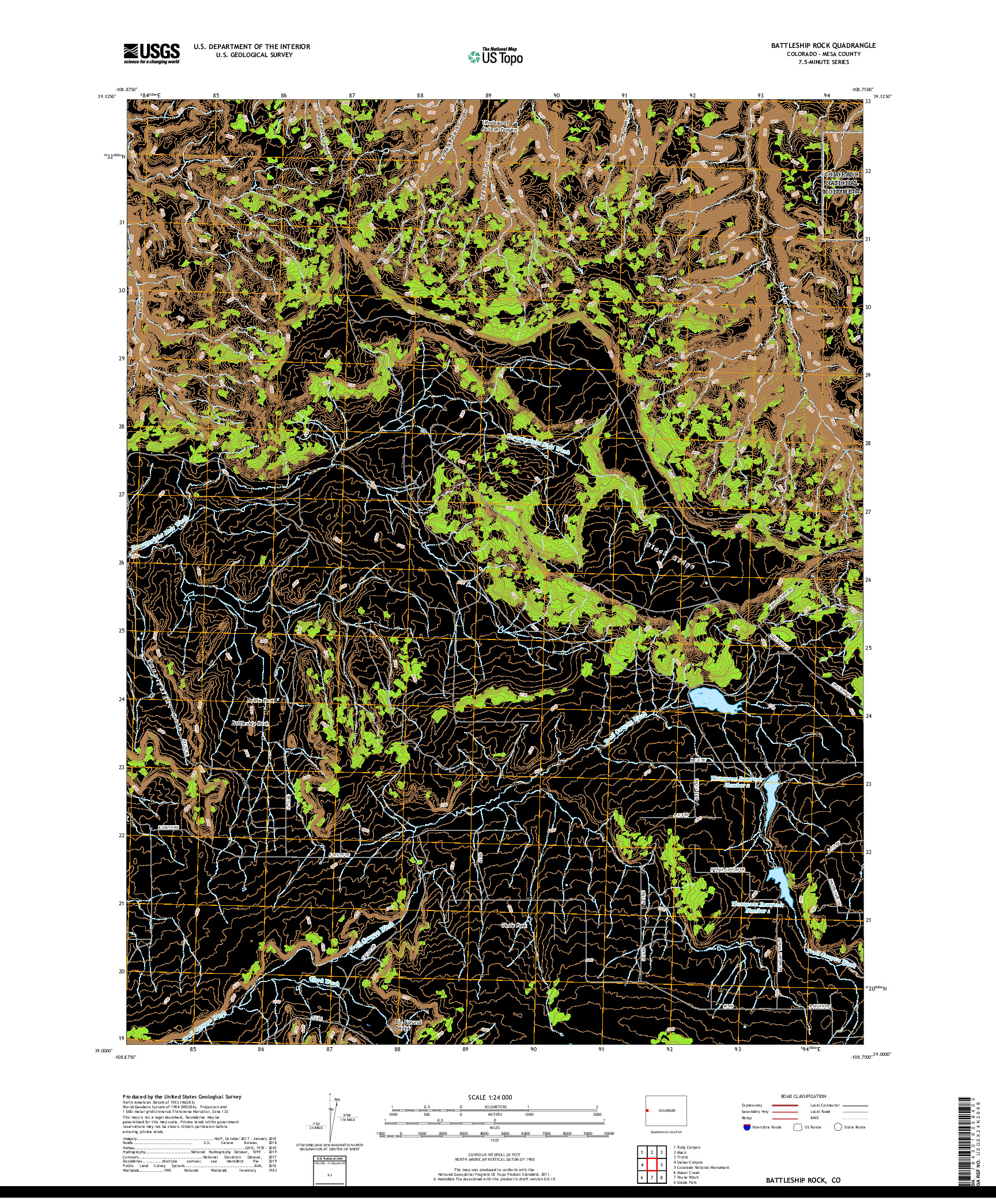 USGS US TOPO 7.5-MINUTE MAP FOR BATTLESHIP ROCK, CO 2019