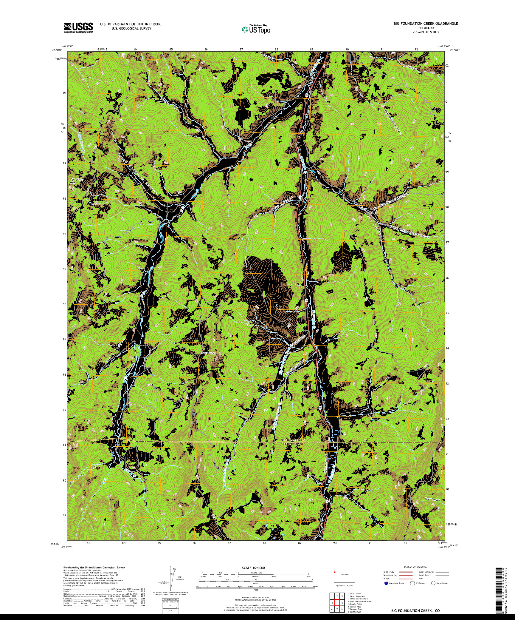 USGS US TOPO 7.5-MINUTE MAP FOR BIG FOUNDATION CREEK, CO 2019