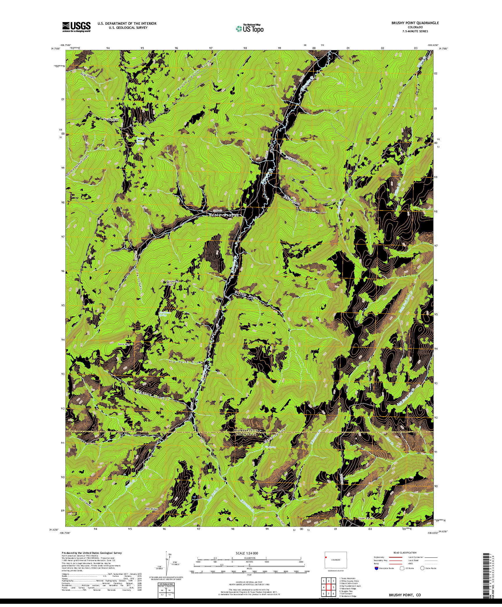 USGS US TOPO 7.5-MINUTE MAP FOR BRUSHY POINT, CO 2019