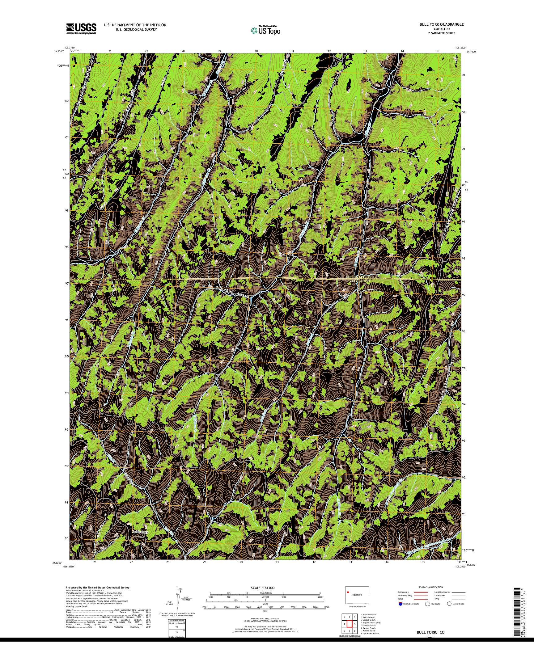 USGS US TOPO 7.5-MINUTE MAP FOR BULL FORK, CO 2019