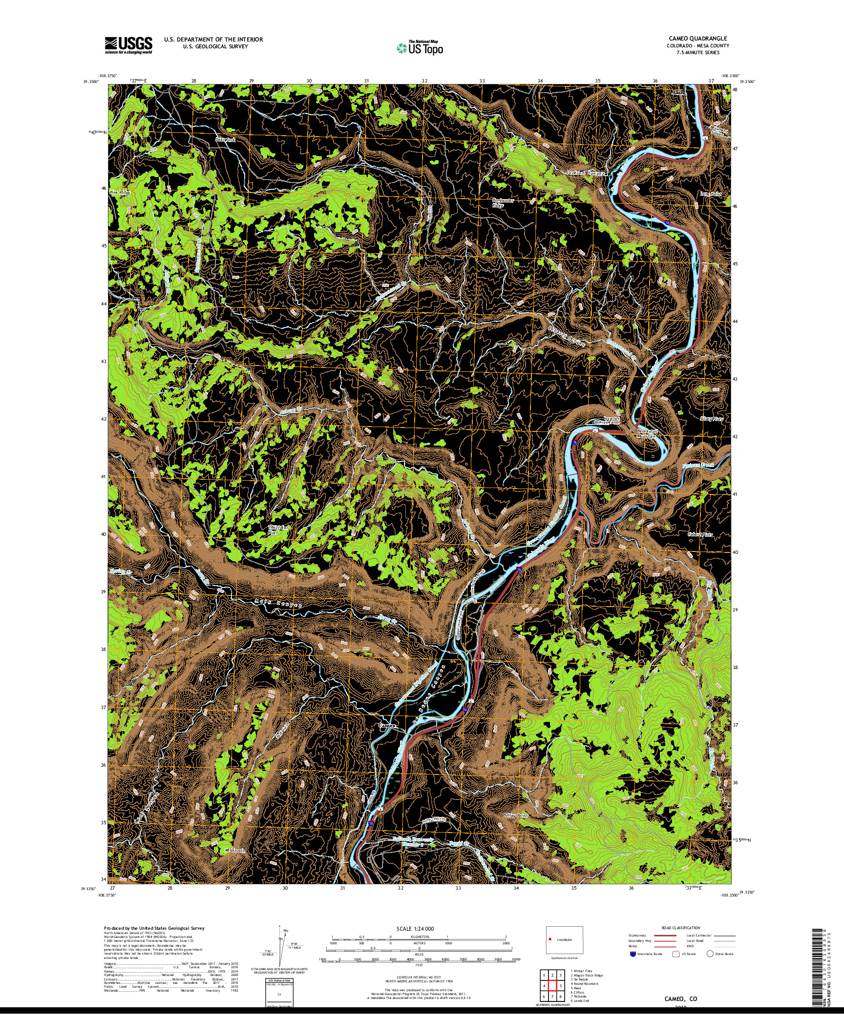 USGS US TOPO 7.5-MINUTE MAP FOR CAMEO, CO 2019