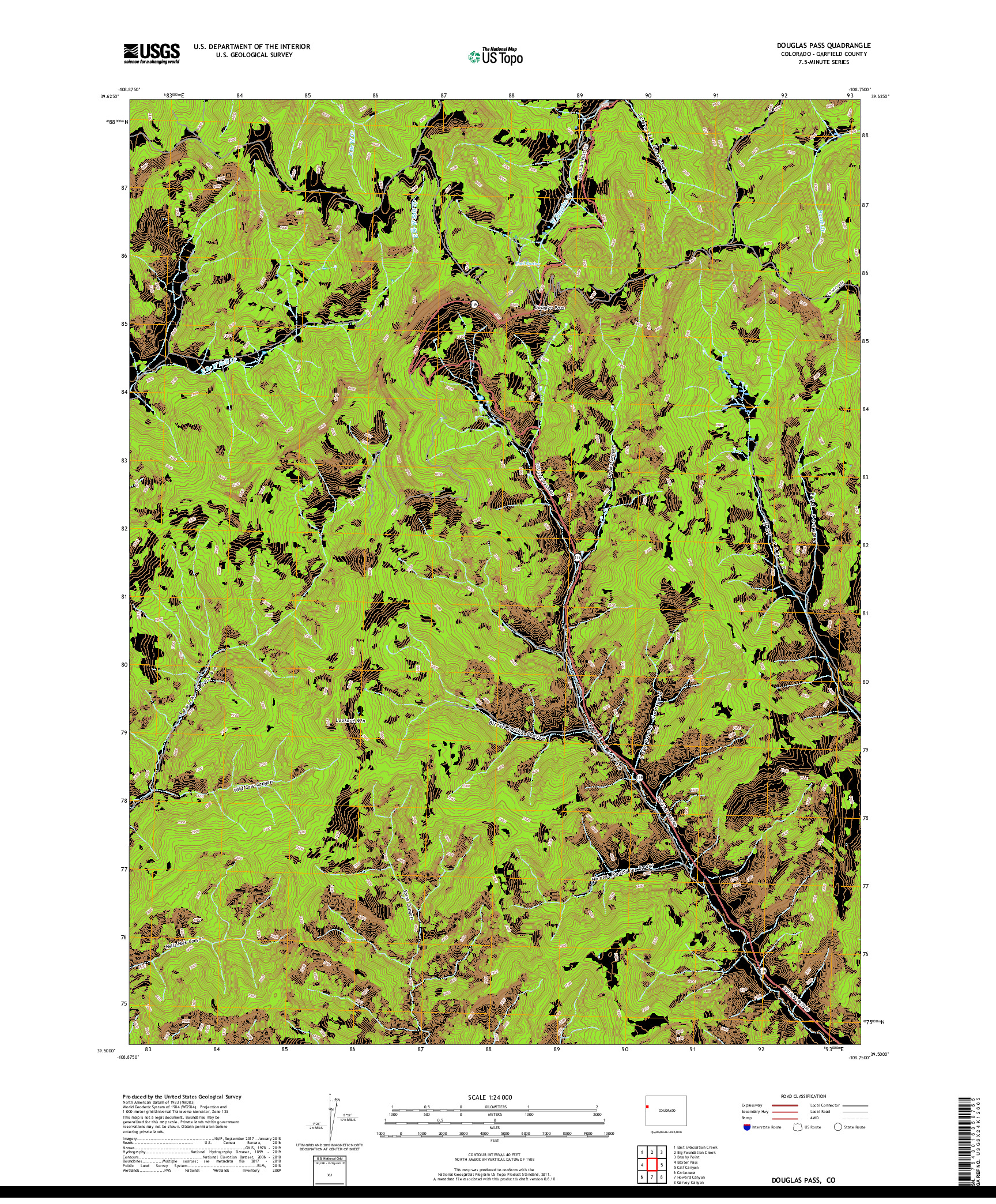 USGS US TOPO 7.5-MINUTE MAP FOR DOUGLAS PASS, CO 2019