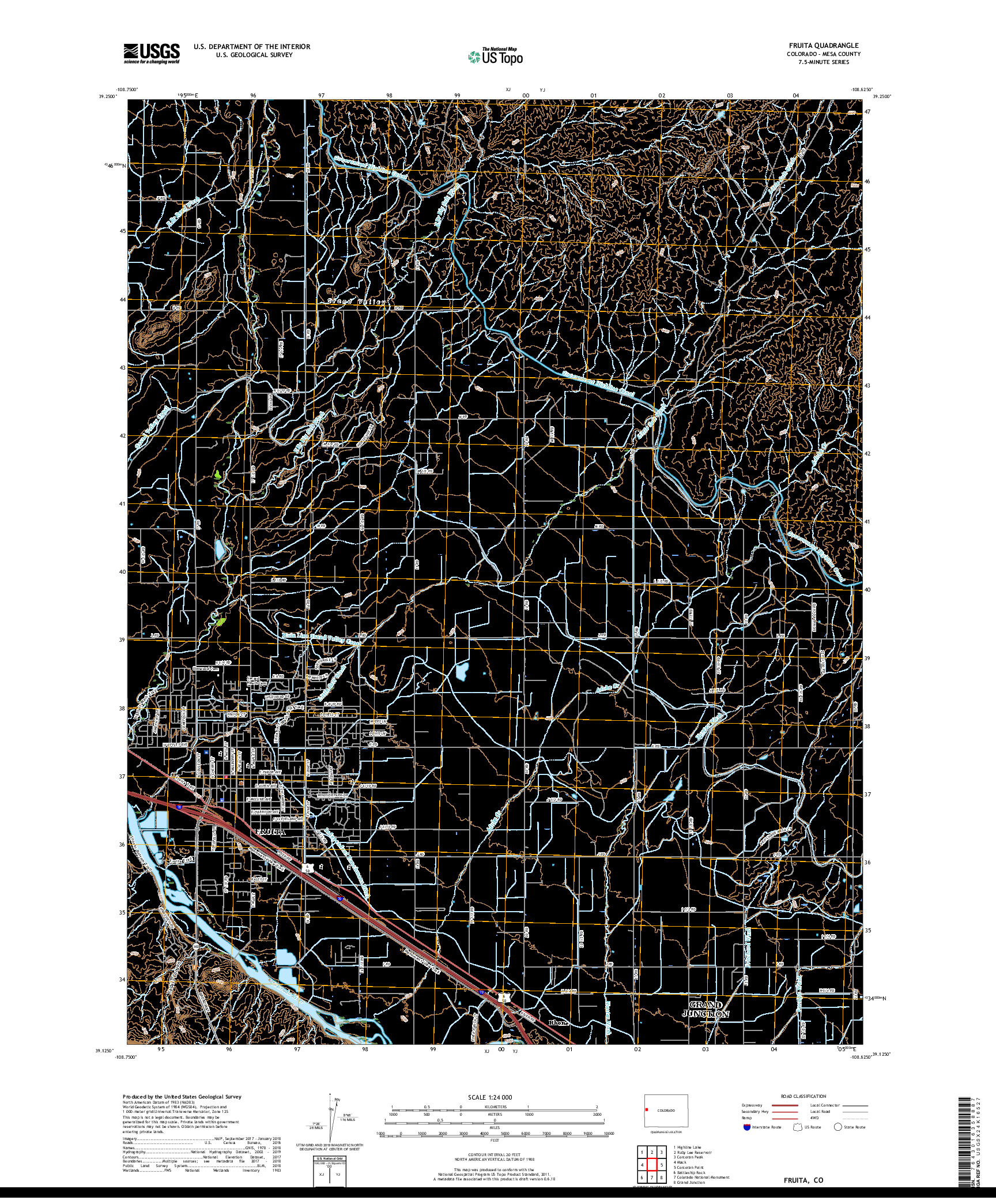 USGS US TOPO 7.5-MINUTE MAP FOR FRUITA, CO 2019