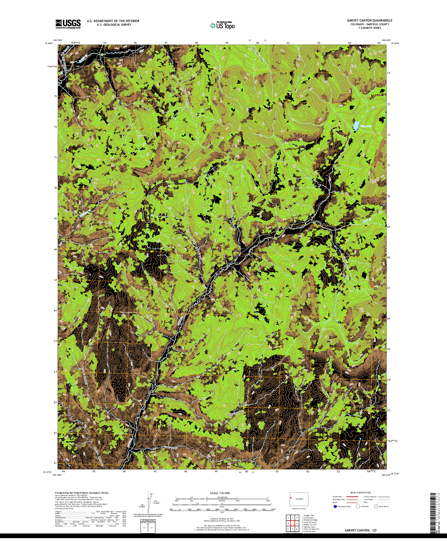 USGS US TOPO 7.5-MINUTE MAP FOR GARVEY CANYON, CO 2019