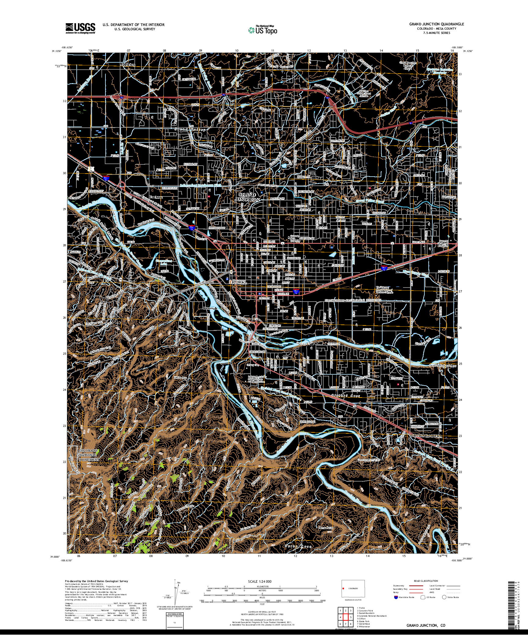USGS US TOPO 7.5-MINUTE MAP FOR GRAND JUNCTION, CO 2019