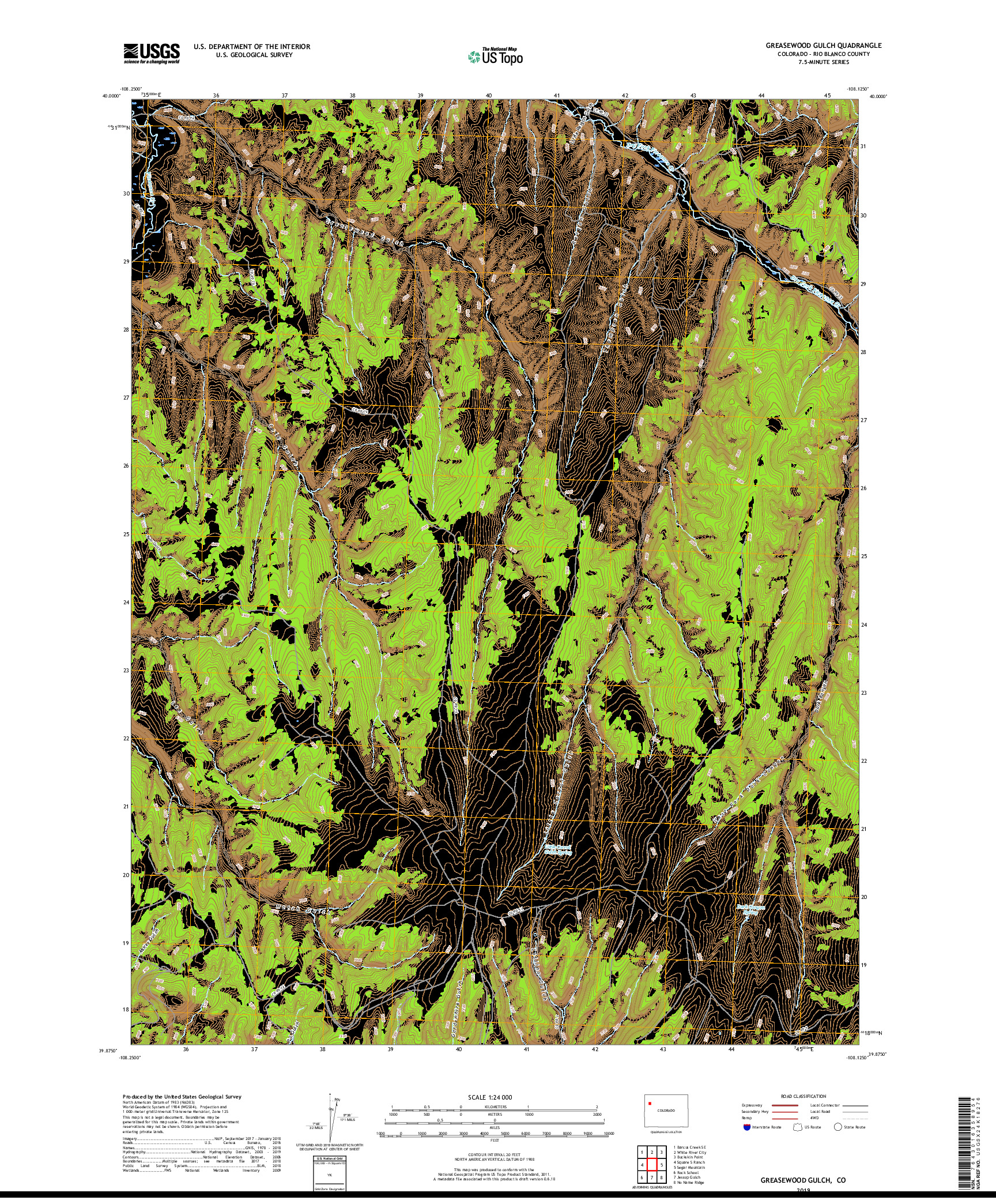 USGS US TOPO 7.5-MINUTE MAP FOR GREASEWOOD GULCH, CO 2019