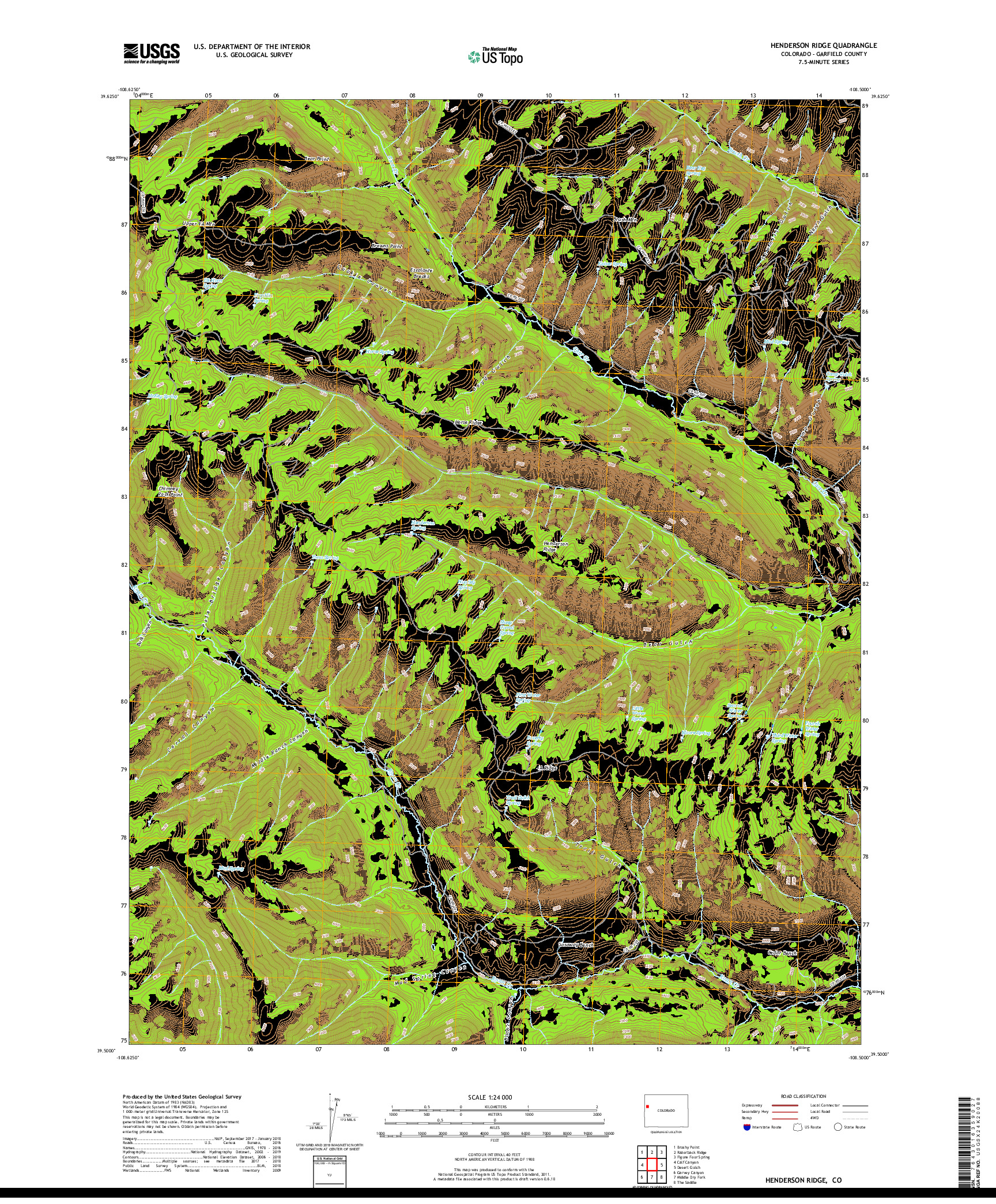 USGS US TOPO 7.5-MINUTE MAP FOR HENDERSON RIDGE, CO 2019