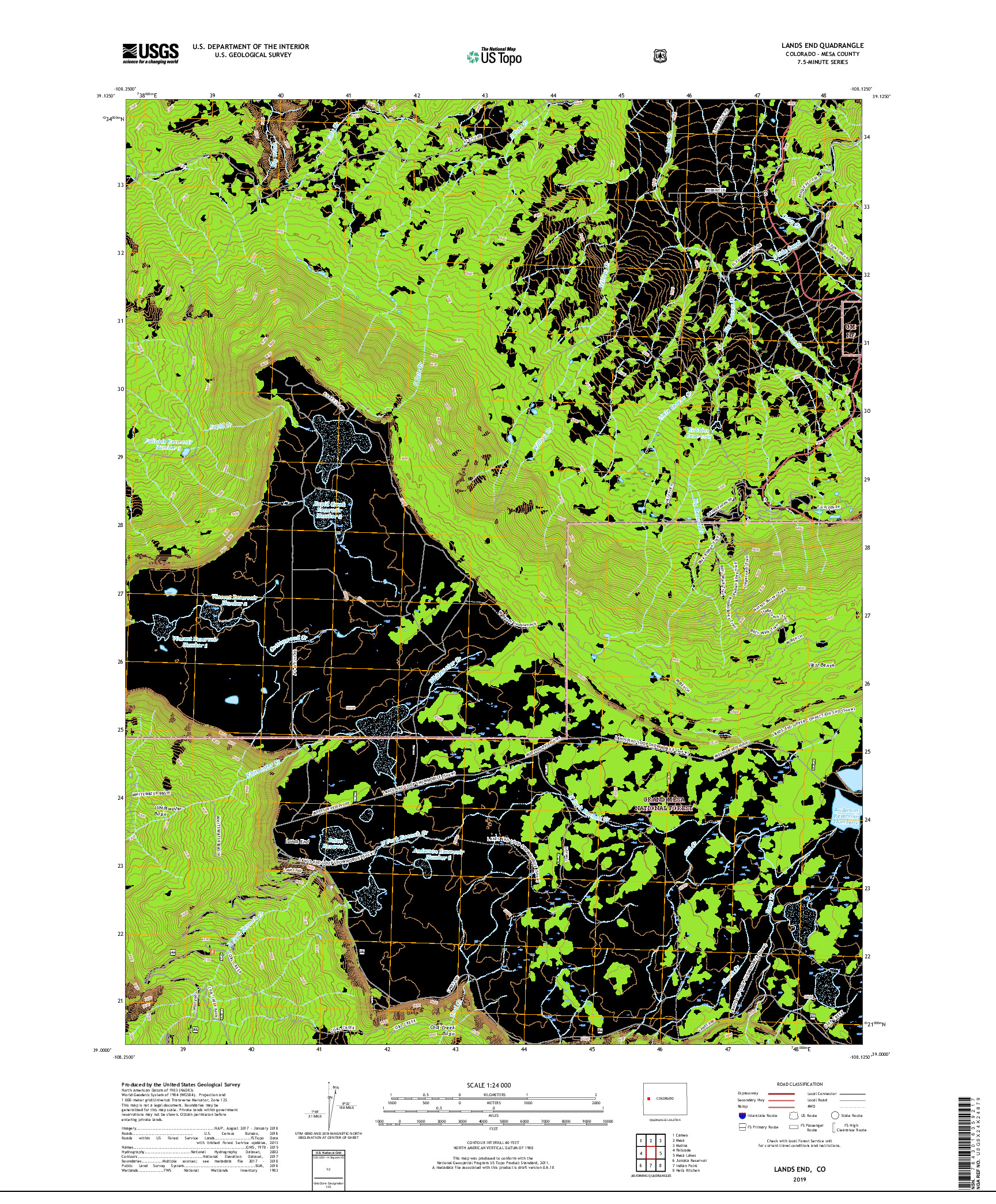 USGS US TOPO 7.5-MINUTE MAP FOR LANDS END, CO 2019