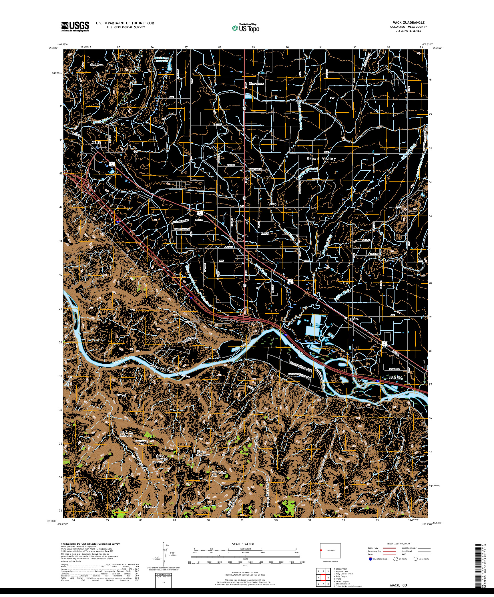 USGS US TOPO 7.5-MINUTE MAP FOR MACK, CO 2019