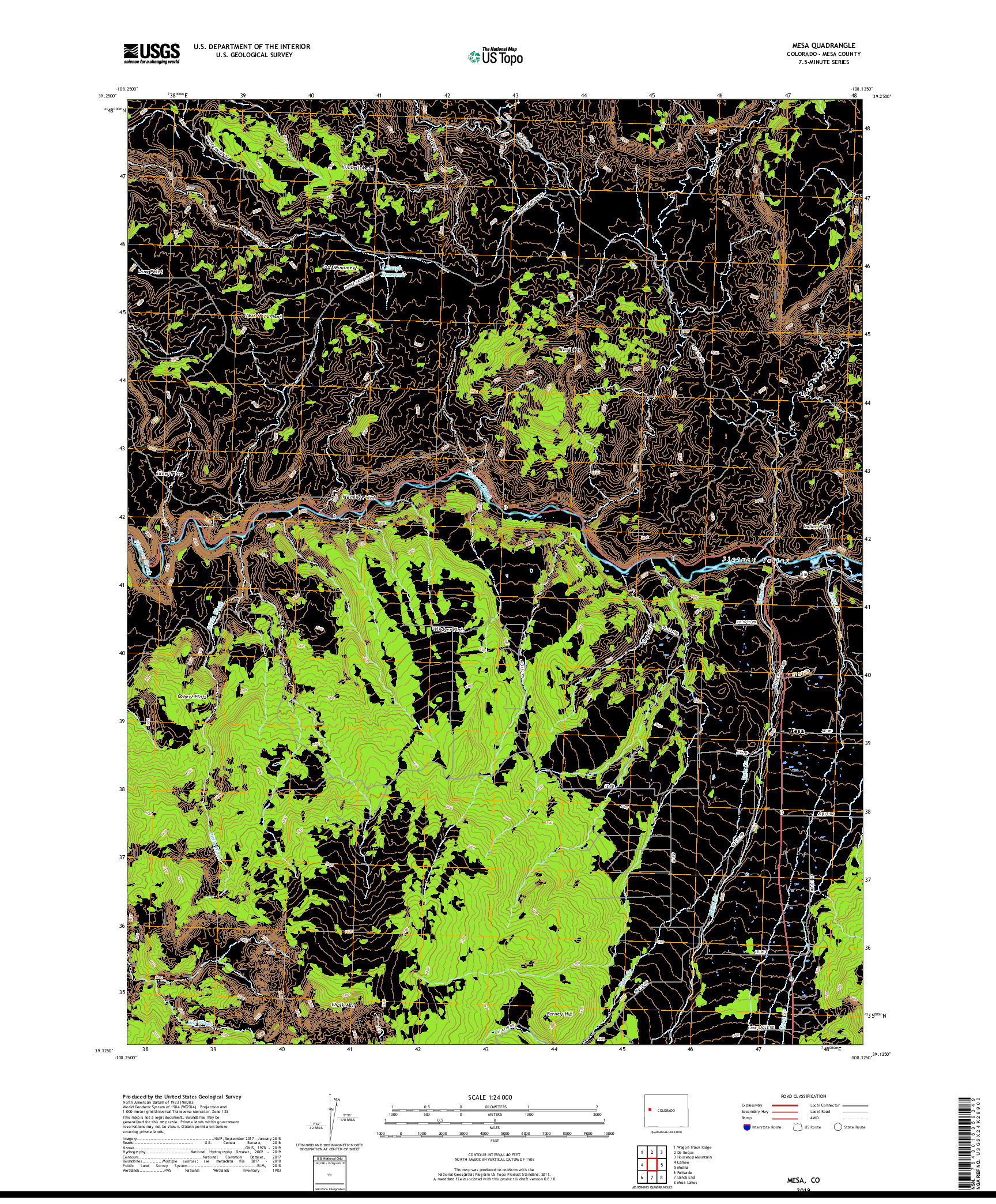 USGS US TOPO 7.5-MINUTE MAP FOR MESA, CO 2019