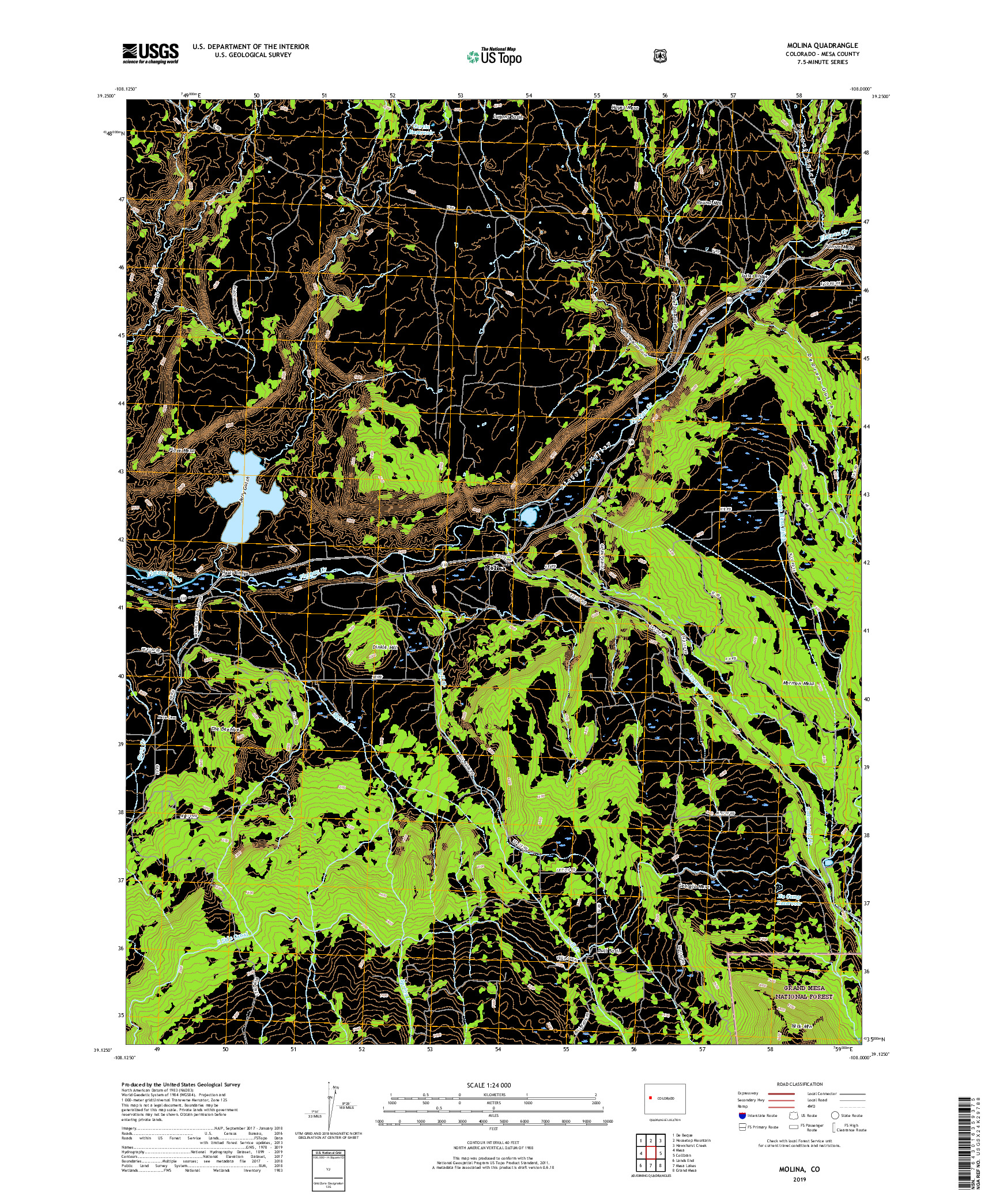 USGS US TOPO 7.5-MINUTE MAP FOR MOLINA, CO 2019