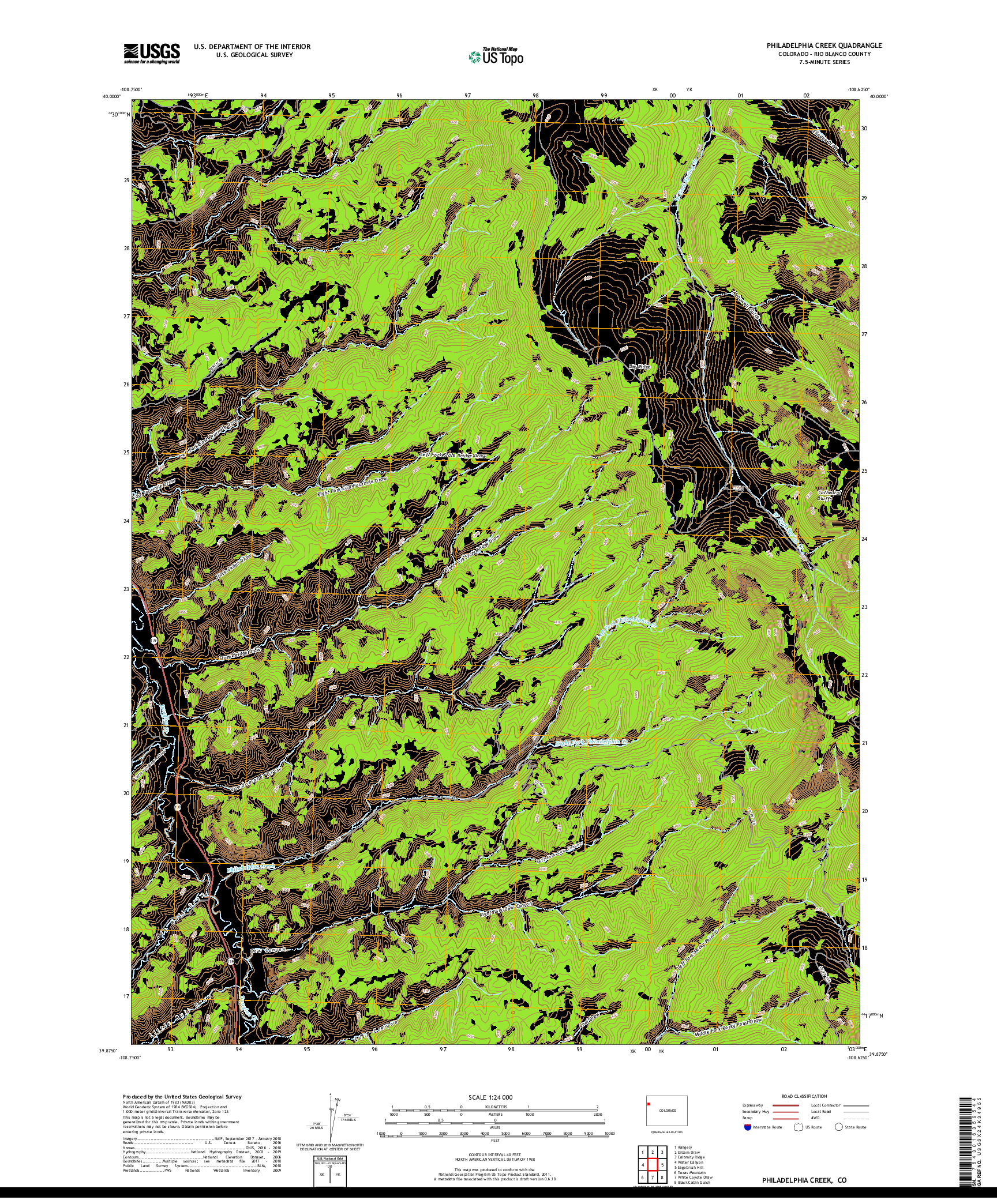 USGS US TOPO 7.5-MINUTE MAP FOR PHILADELPHIA CREEK, CO 2019