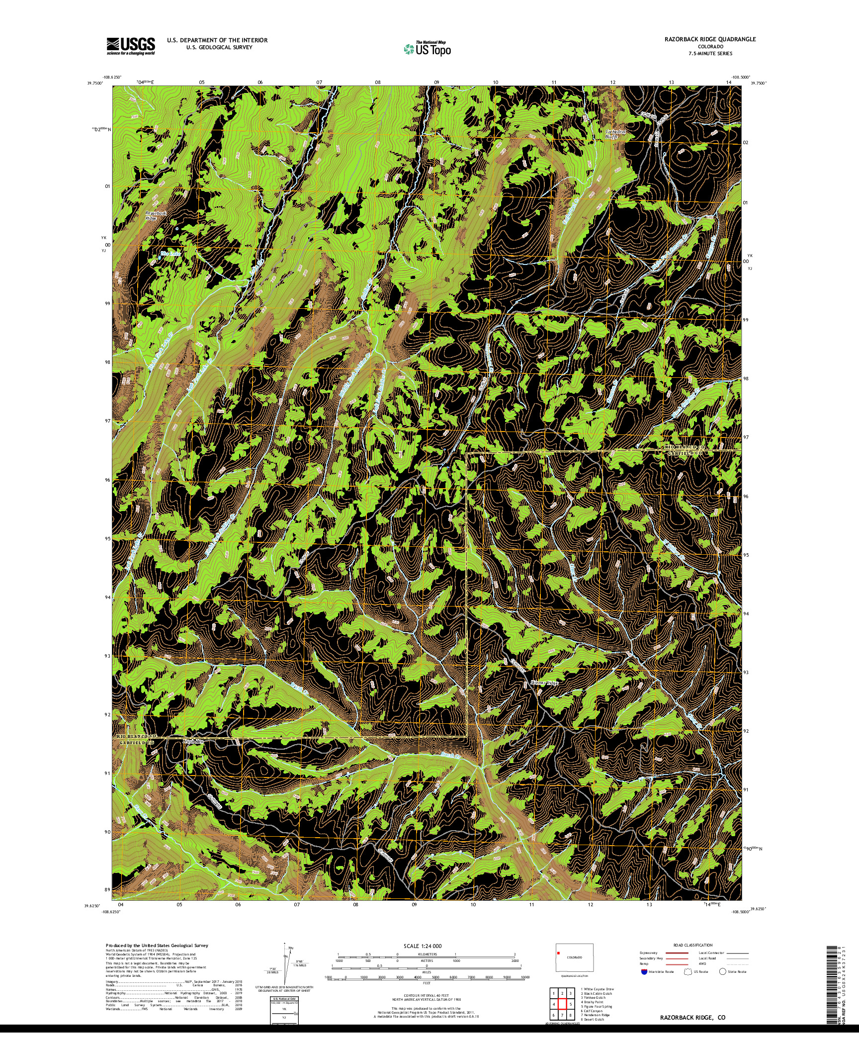 USGS US TOPO 7.5-MINUTE MAP FOR RAZORBACK RIDGE, CO 2019