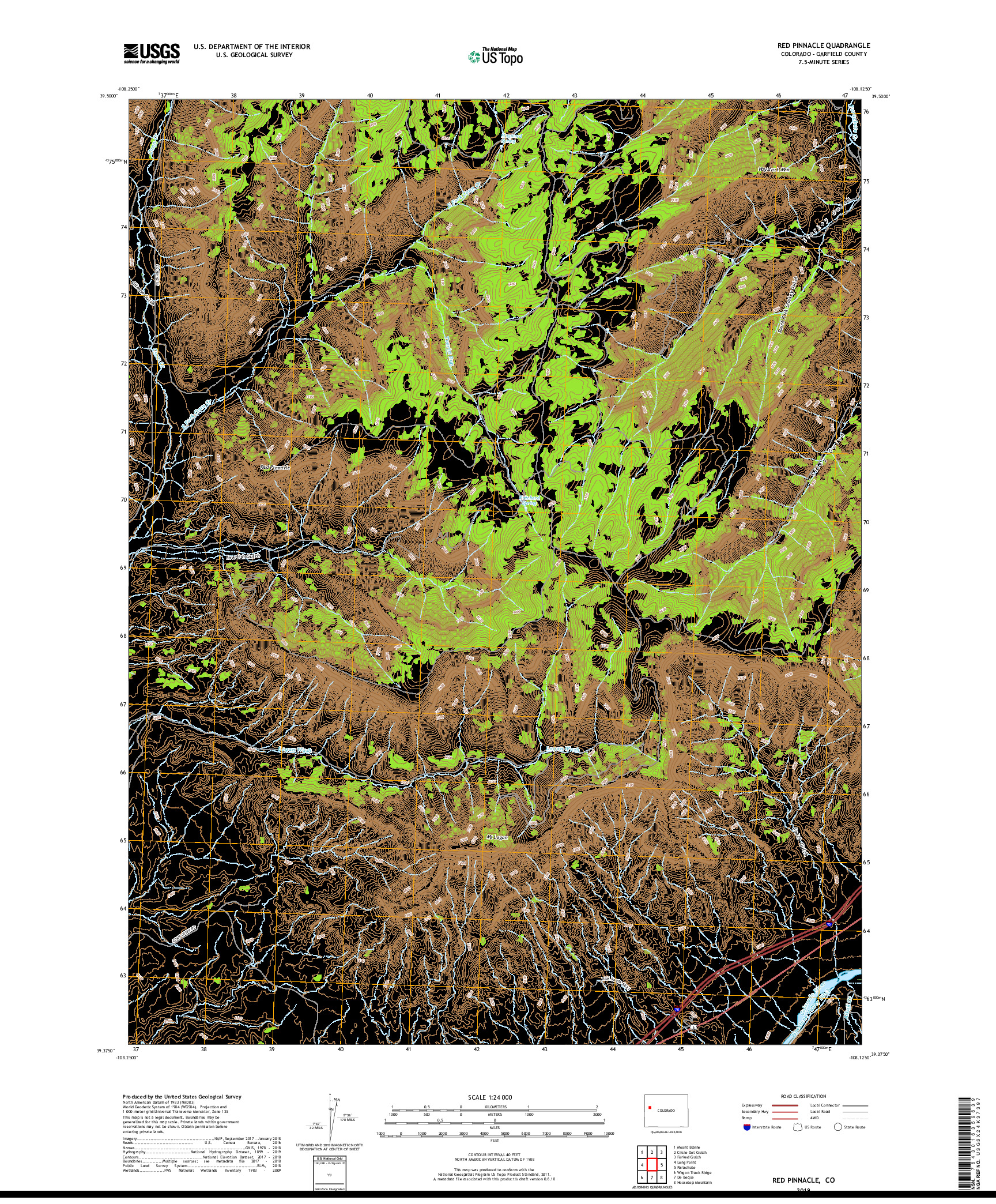 USGS US TOPO 7.5-MINUTE MAP FOR RED PINNACLE, CO 2019