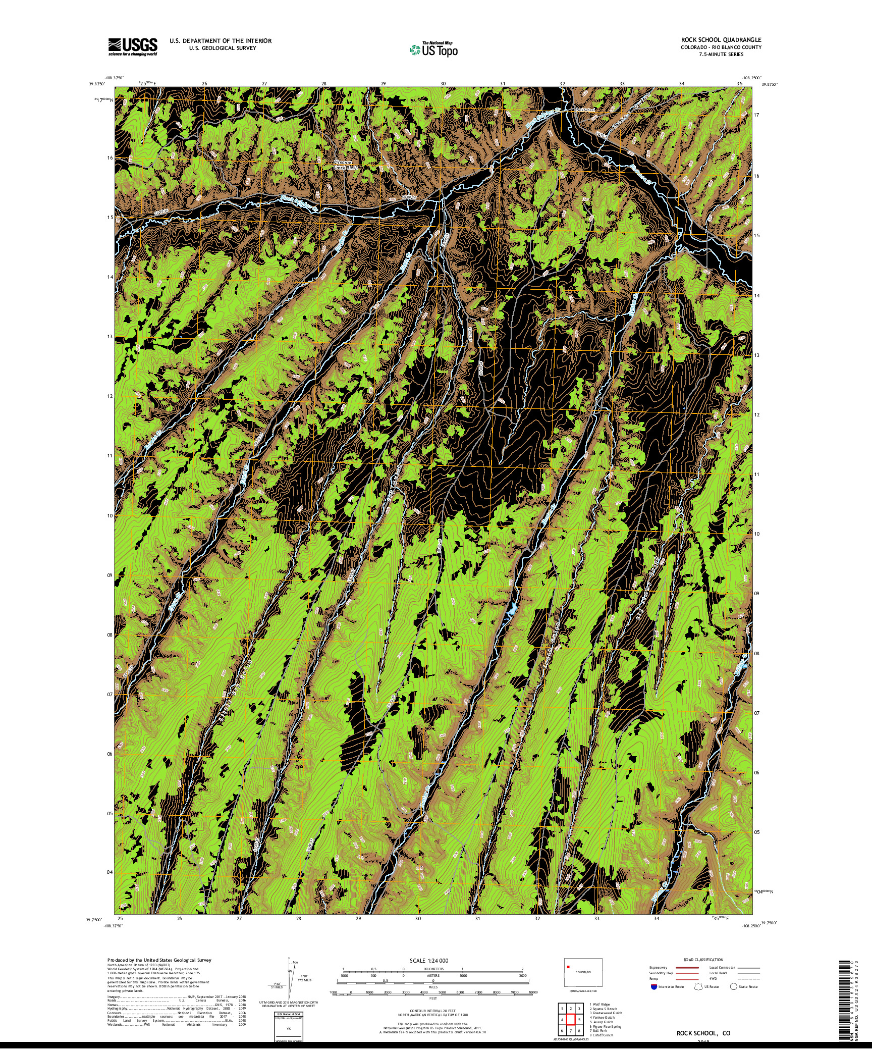 USGS US TOPO 7.5-MINUTE MAP FOR ROCK SCHOOL, CO 2019