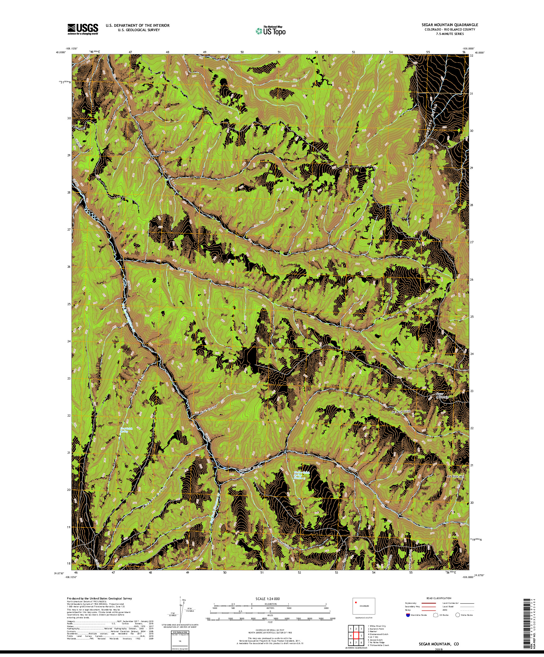 USGS US TOPO 7.5-MINUTE MAP FOR SEGAR MOUNTAIN, CO 2019