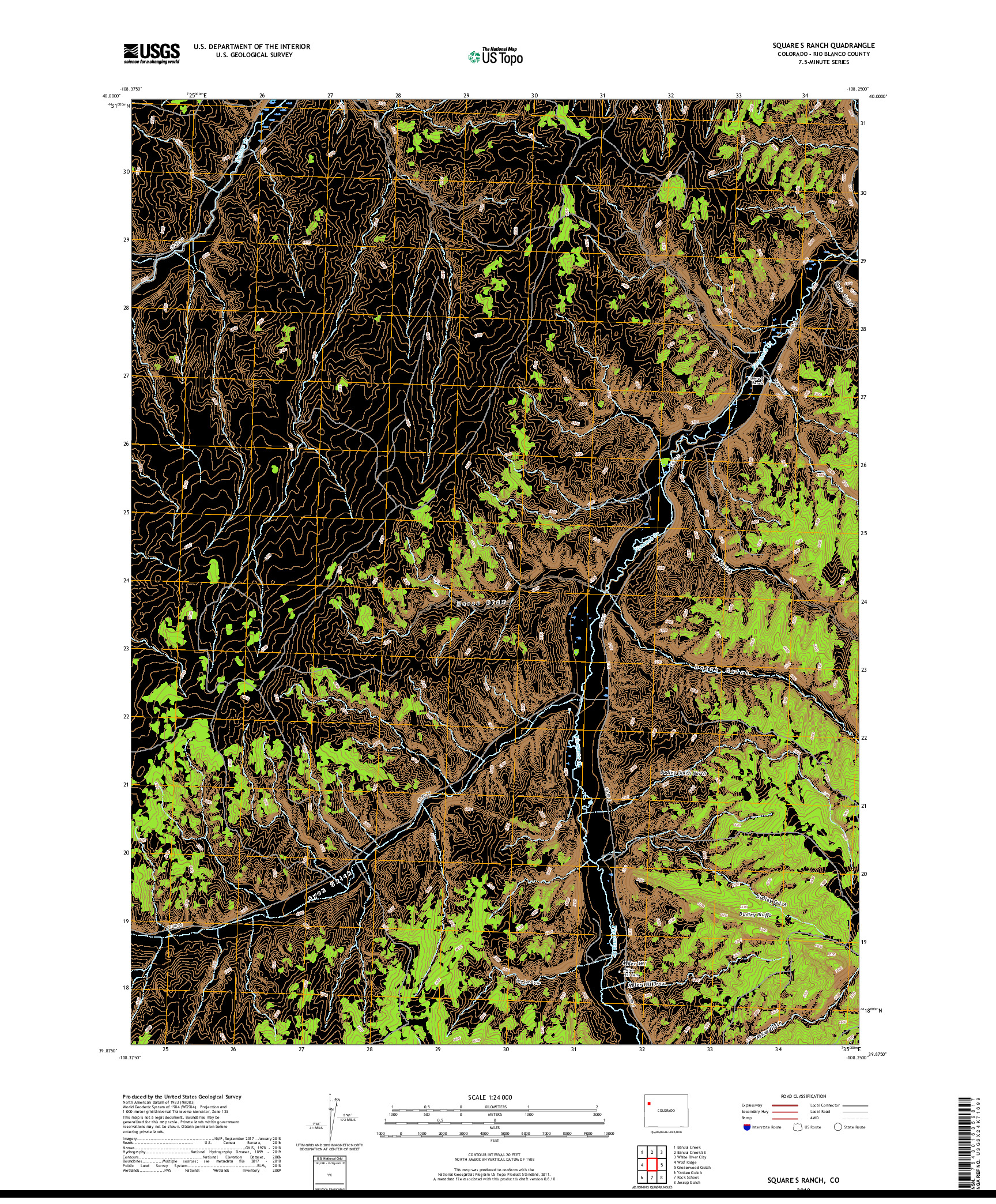 USGS US TOPO 7.5-MINUTE MAP FOR SQUARE S RANCH, CO 2019