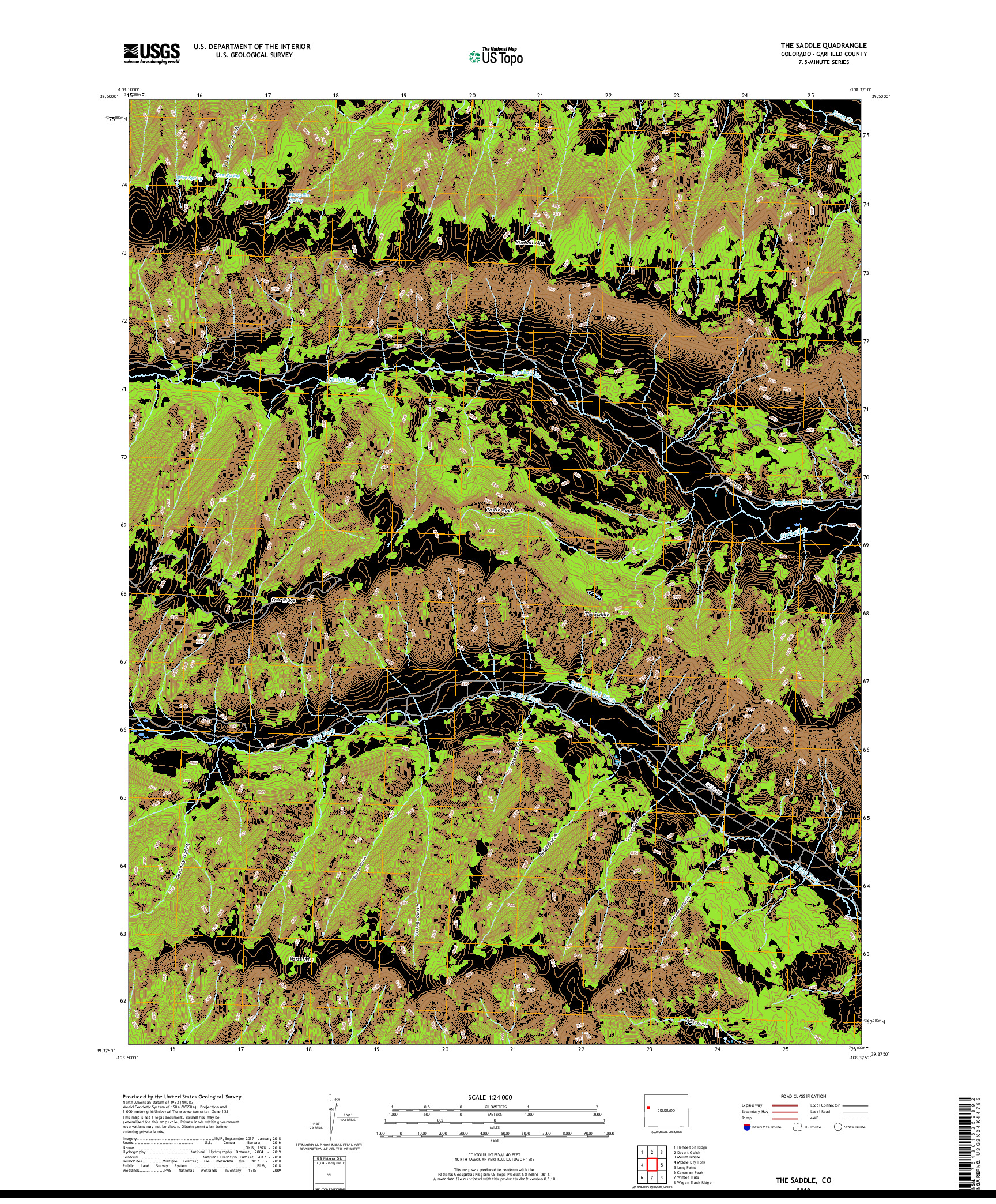 USGS US TOPO 7.5-MINUTE MAP FOR THE SADDLE, CO 2019