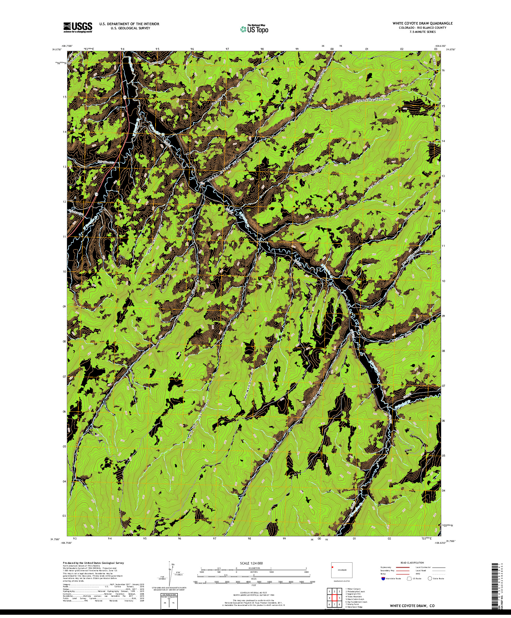 USGS US TOPO 7.5-MINUTE MAP FOR WHITE COYOTE DRAW, CO 2019