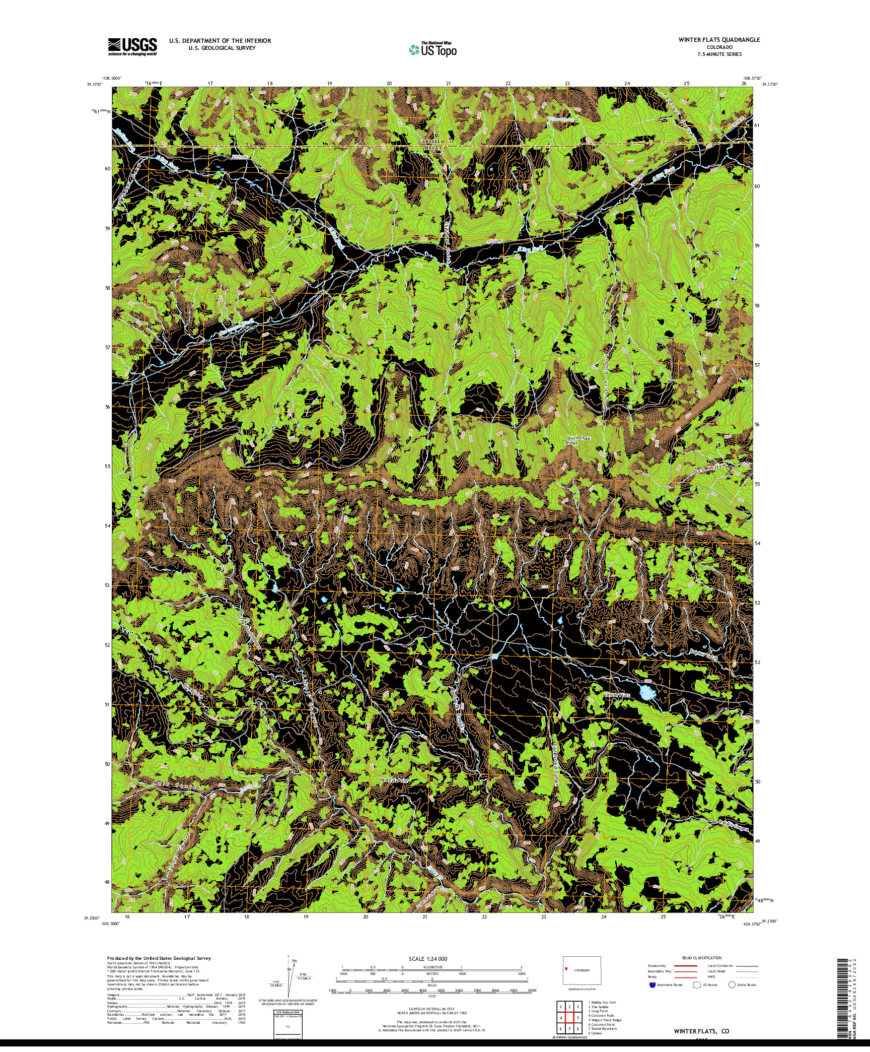 USGS US TOPO 7.5-MINUTE MAP FOR WINTER FLATS, CO 2019