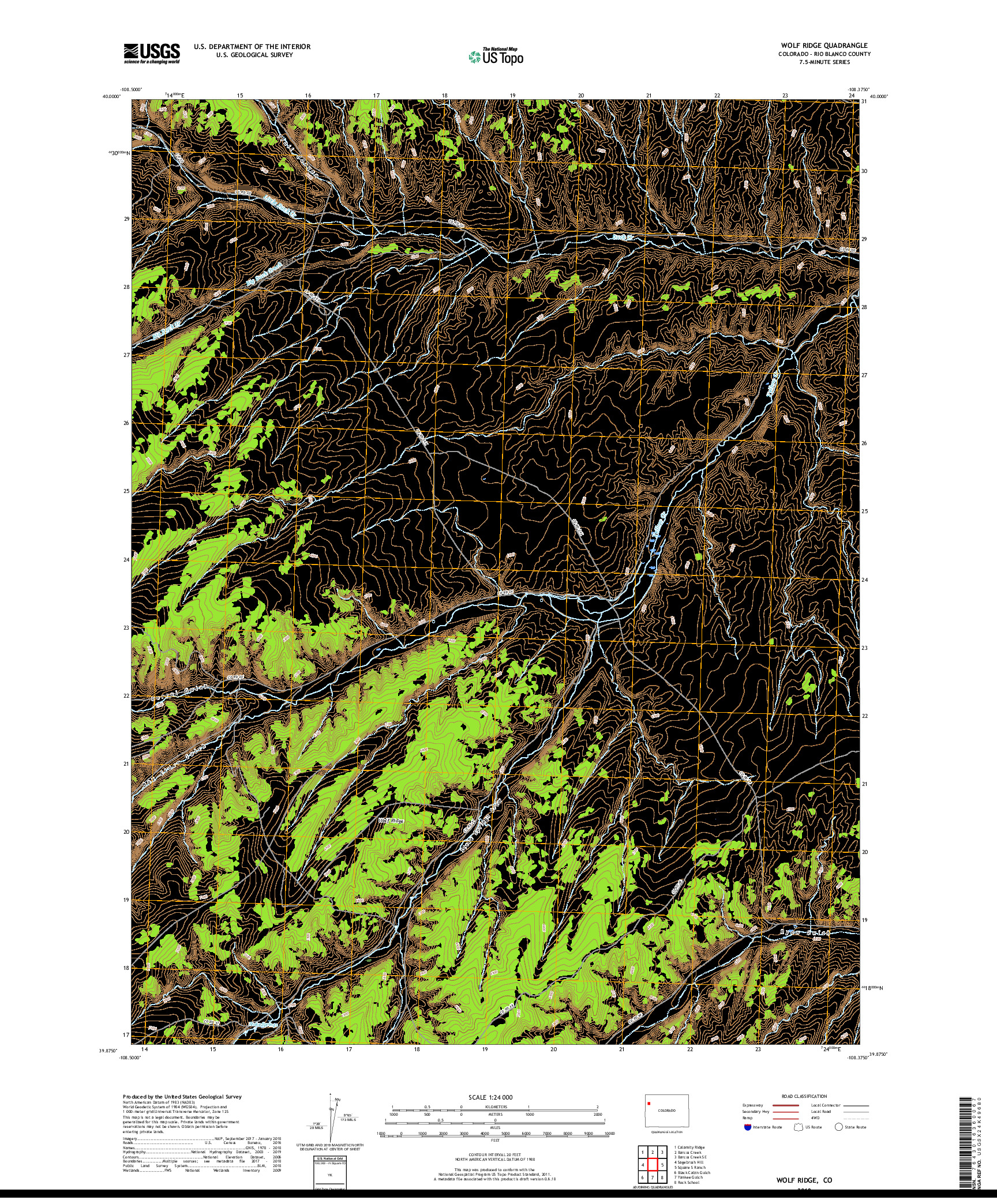 USGS US TOPO 7.5-MINUTE MAP FOR WOLF RIDGE, CO 2019