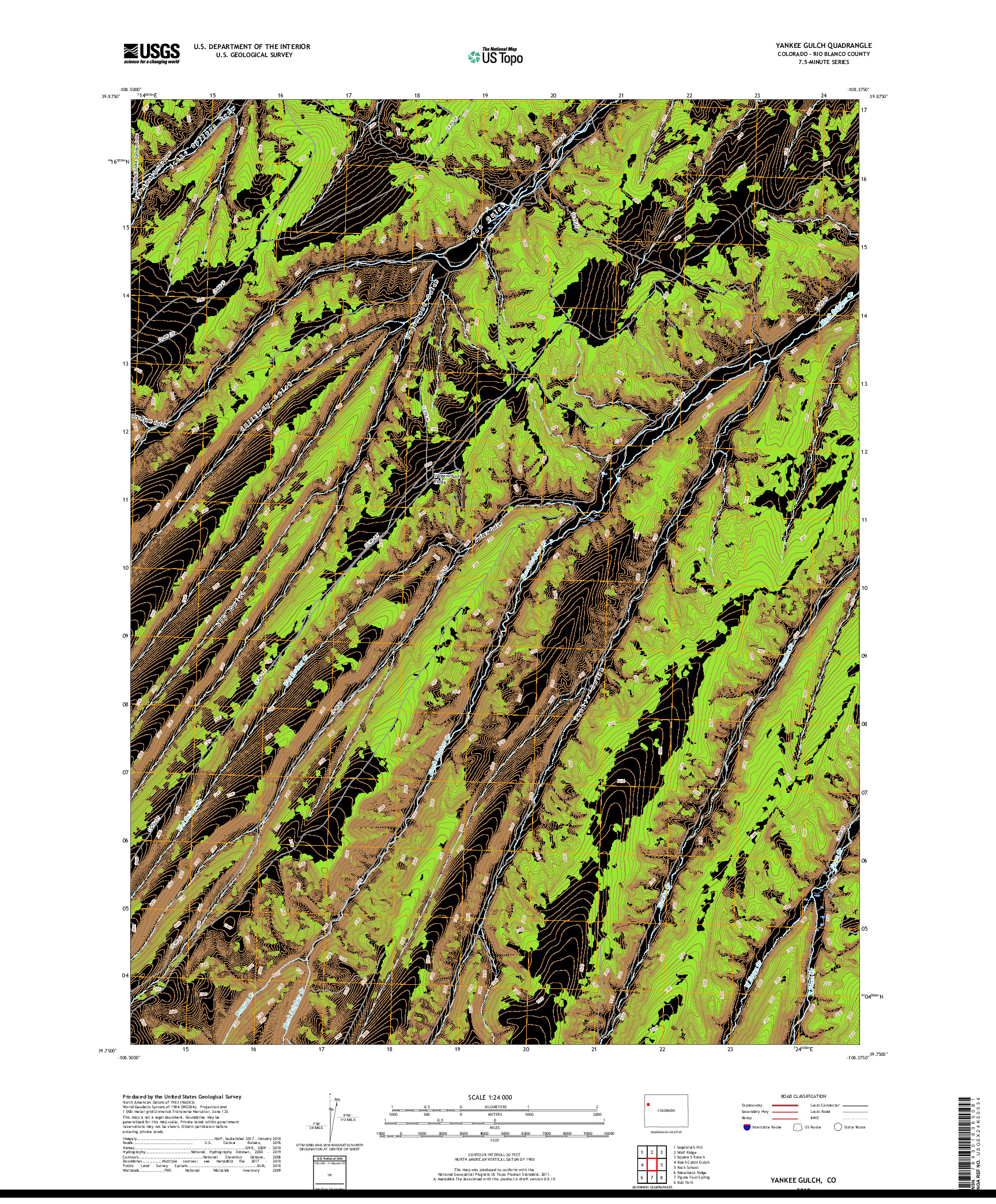 USGS US TOPO 7.5-MINUTE MAP FOR YANKEE GULCH, CO 2019