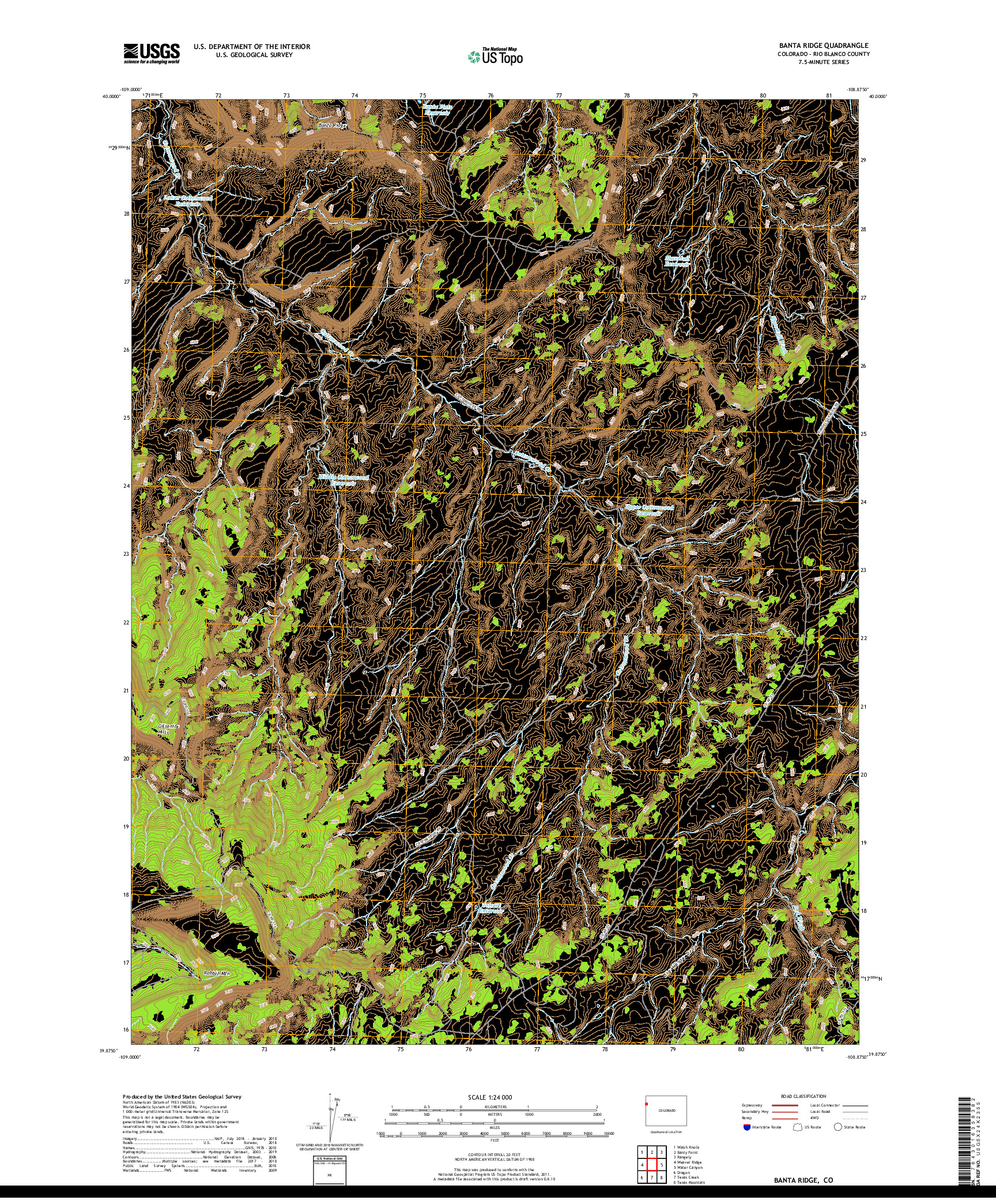 USGS US TOPO 7.5-MINUTE MAP FOR BANTA RIDGE, CO 2019