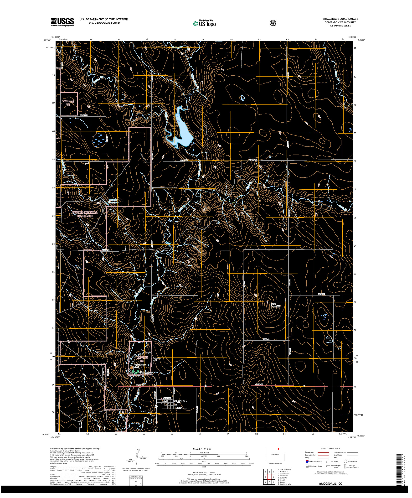 USGS US TOPO 7.5-MINUTE MAP FOR BRIGGSDALE, CO 2019