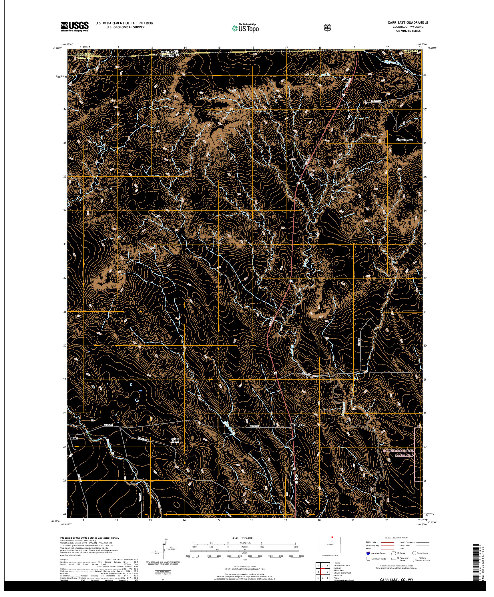 USGS US TOPO 7.5-MINUTE MAP FOR CARR EAST, CO,WY 2019
