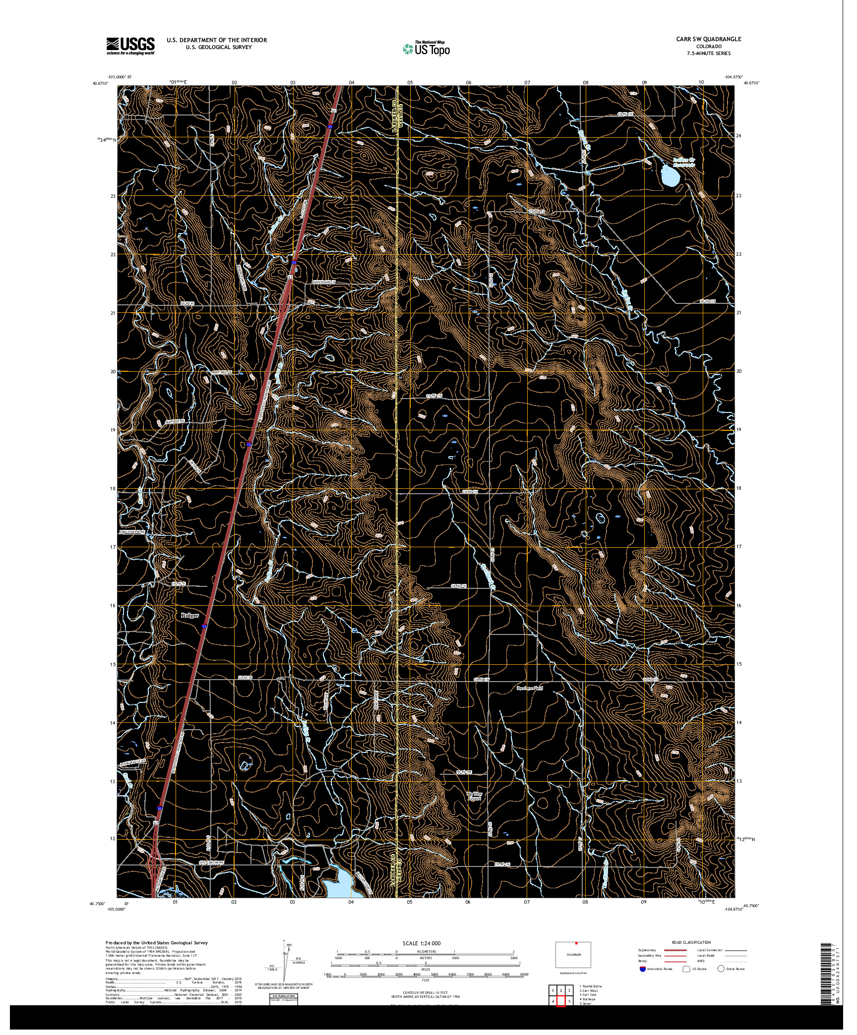 USGS US TOPO 7.5-MINUTE MAP FOR CARR SW, CO 2019