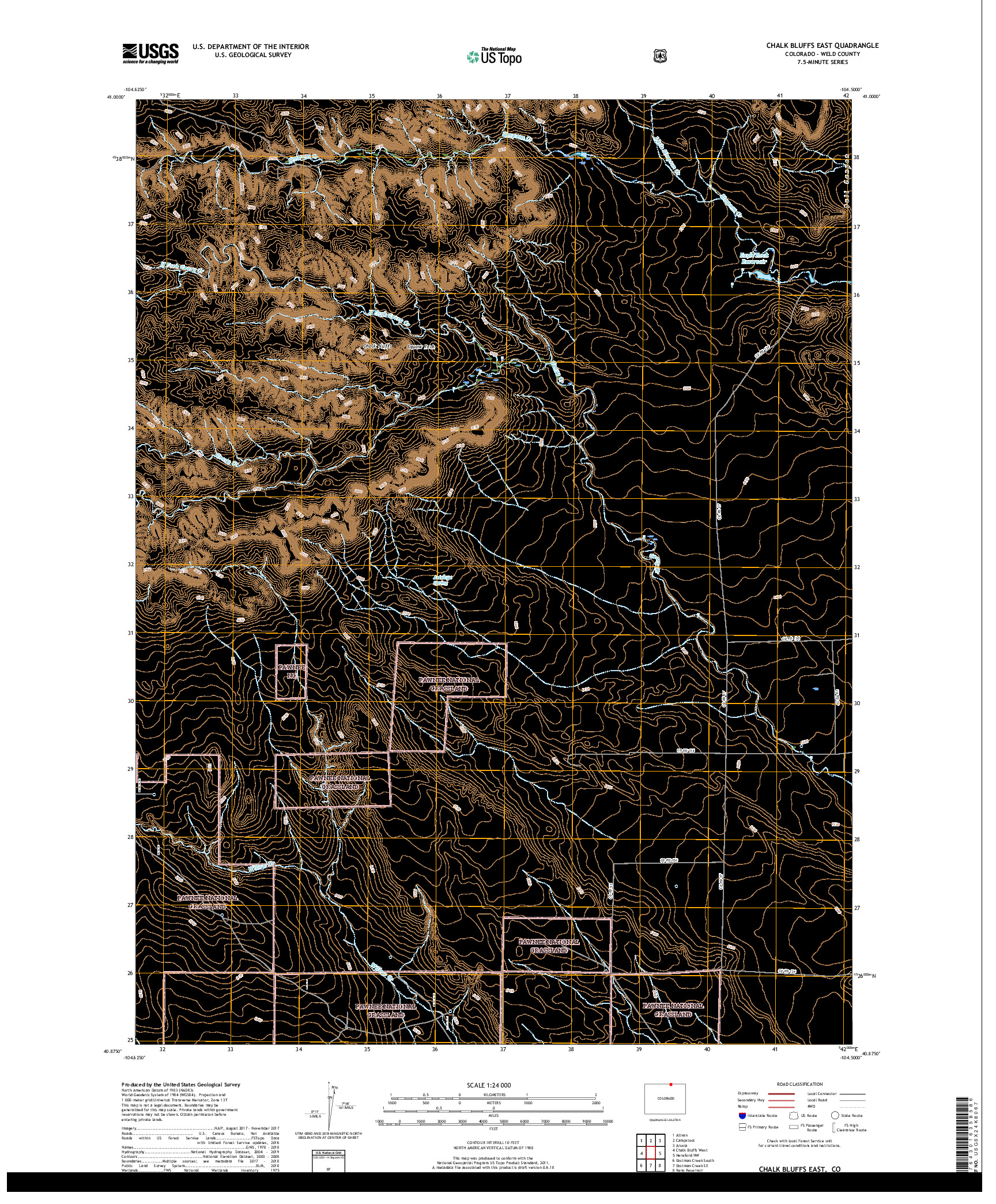 USGS US TOPO 7.5-MINUTE MAP FOR CHALK BLUFFS EAST, CO 2019
