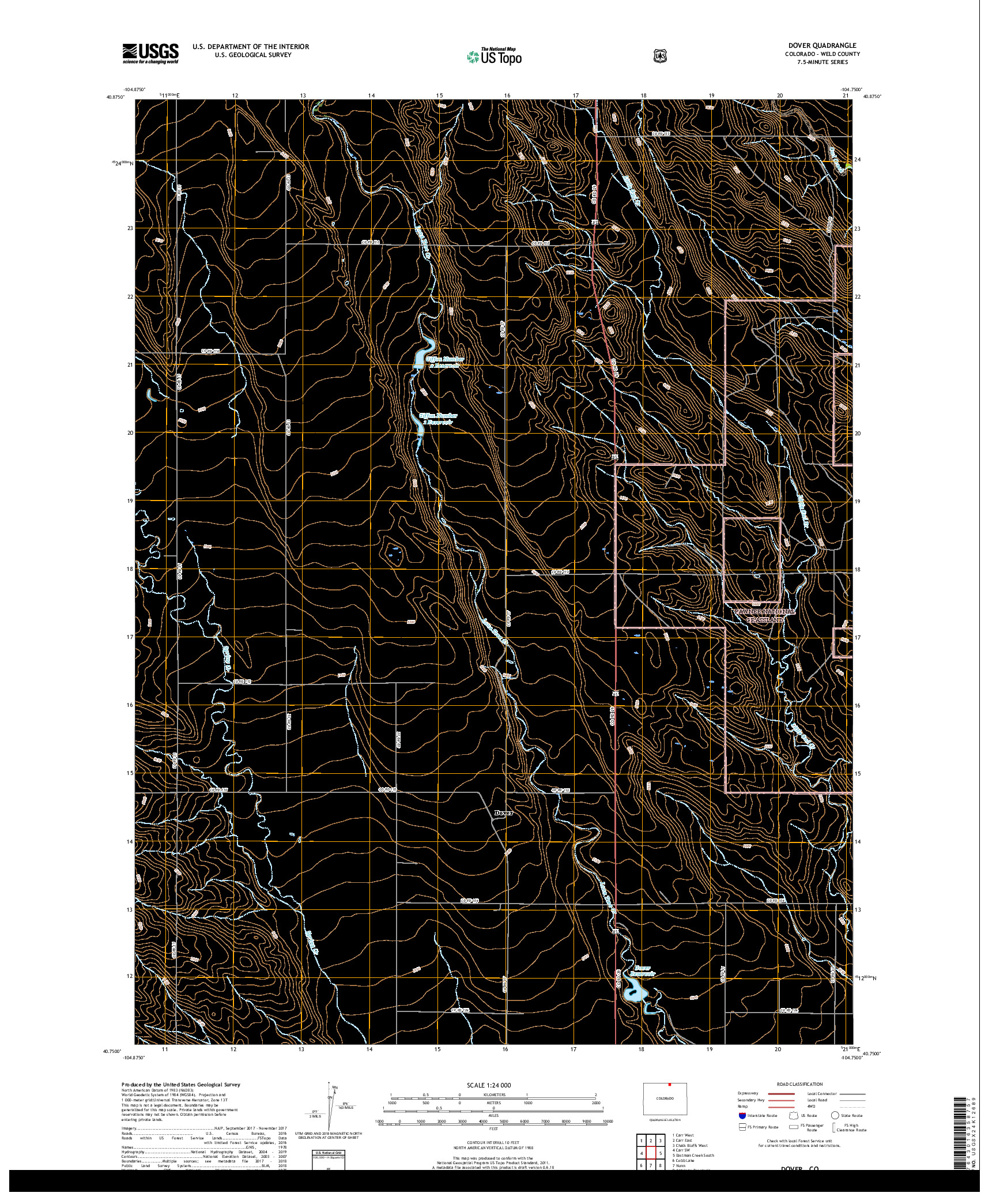 USGS US TOPO 7.5-MINUTE MAP FOR DOVER, CO 2019