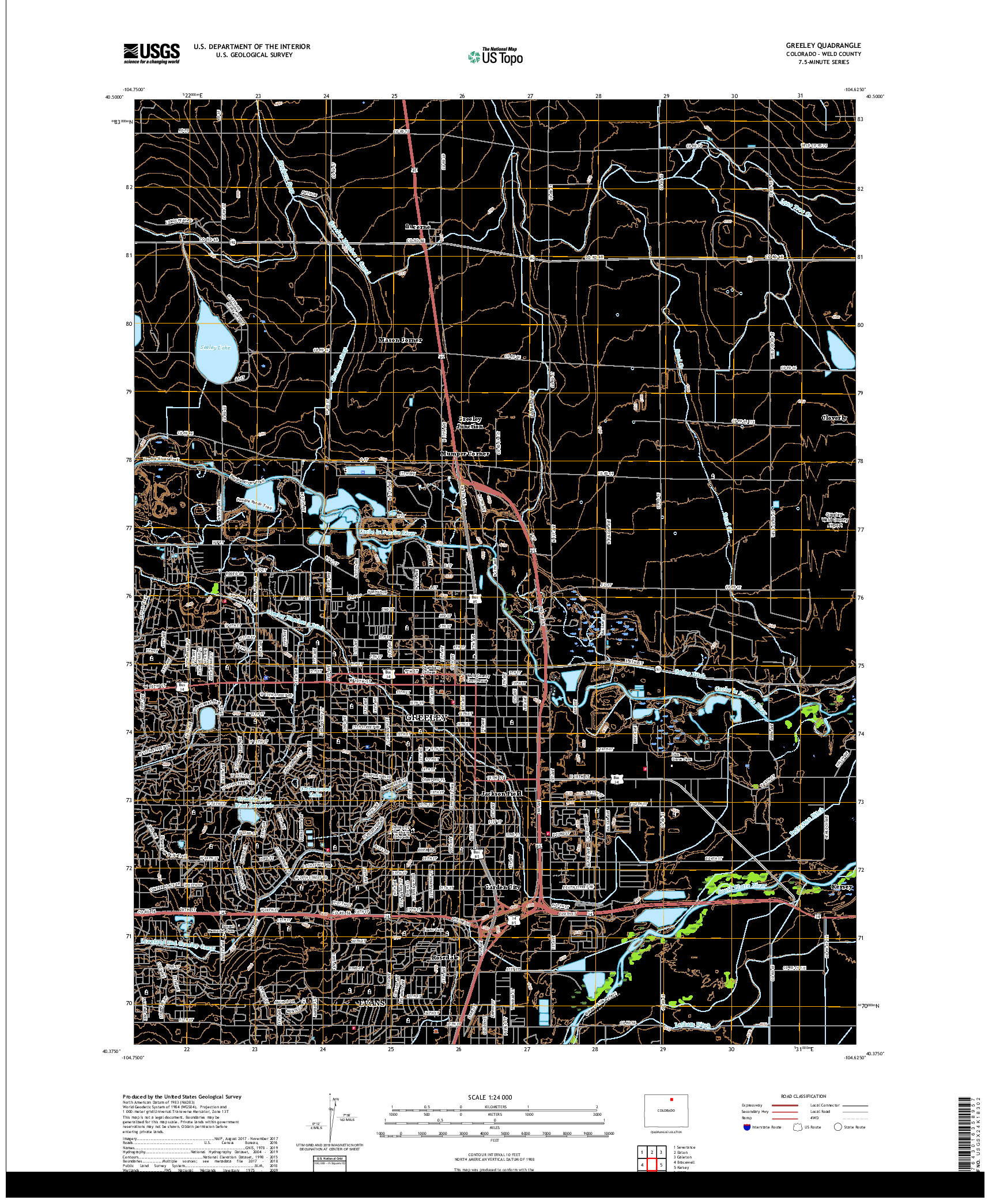 USGS US TOPO 7.5-MINUTE MAP FOR GREELEY, CO 2019